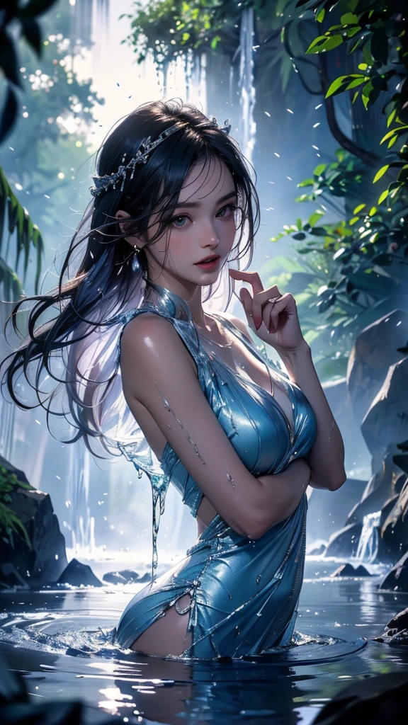 waterfall、Her white kimono is wet and transparent、waterfall修行、cute、40 year old Japanese woman、Silver Hair、長い髪のSilver Hair、My hair is wet too、waterfallに打たれて濡れている、The lines of your body are visible when wet、The kimono is a plain white one.、The kimono is all white、The kimono has no pattern.、The clothes get wet and stick to the body.、White robes、All-white kimono、pure white kimono、Her kimono is wet and her skin is visible through it.、The white kimono I touched、White plain kimono、White robes