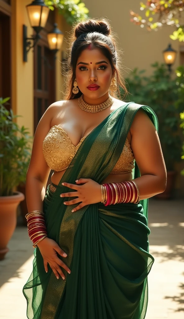 Foto RAW, photorealistic, photography, full body shot, master shot, perfect eyes, goddess like beauty, pierced eyes, perfect thick chubby mallu Desi aunty bhabhi, Wearing a Stanapatta, a chest-band.Saree model, model Photography, Indian saree shoot, Indian traditional wear advertising photography, traditional wear brand shoot, face of Indian actress Sonakshi Sinha, masterpiece, realistic, realism, incredible details,  pleasure, photorealism, detailed skin, skin pores, high contrast, photorealistic Artstation 8k HD digital art trend of high definition and detailed realistic skin texture, ultra detail, realistic skin texture, armature, best quality, ultra high definition, (photorealistic:1.4),, high resolution, detail, raw photo, sweat, Re sharp, by Lee Jefferies Nikon D850 Film Stock Photo 4 Kodak Portra 400 Camera F1.6 Lens Rich Color Ultra Real Realistic Realistic Textures Dramatic Lighting Unreal Engine Trending at Art Station Cinestill 800,(pele altamente detalhada: 1.2), 8k UHD, DSLR, soft-lighting, alta qualidade, grain of film, Fujifilm XT3,she didn't like to wear blouse or bra, she is happy to wear only saree, she hates blouse or bra, detailed hairy armpits, hyper realistic skin, skin pores, sweat, veins, 