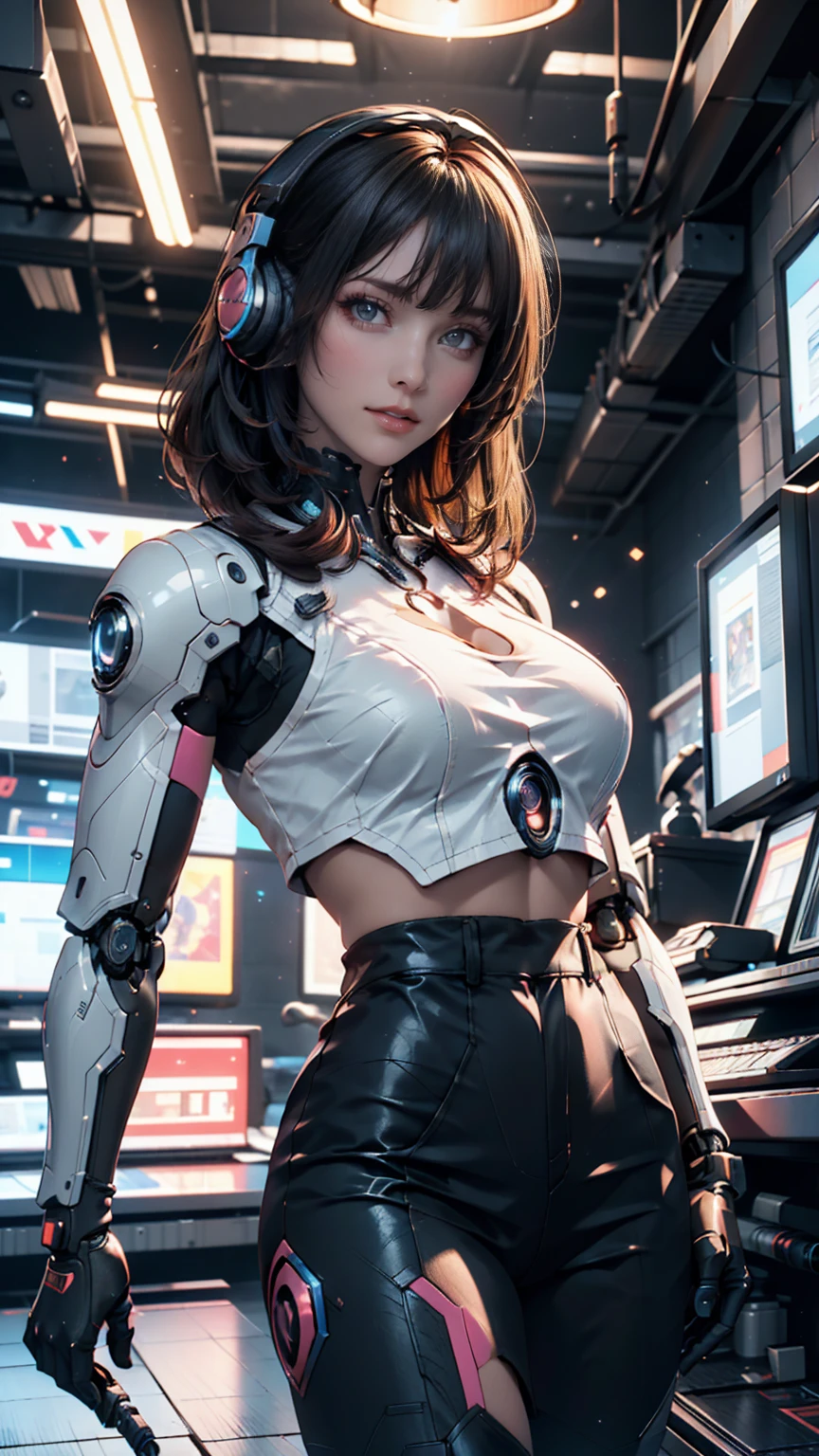 ((Best quality)), ((masterpiece)), (detailed:1.4), 3D, an image of a beautiful cyberpunk female,HDR (High Dynamic Range),Ray Tracing,NVIDIA RTX,Super-Resolution,Unreal 5,Subsurface scattering,PBR Texturing,Post-processing,Anisotropic Filtering,Depth-of-field,Maximum clarity and sharpness,Multi-layered textures,Albedo and Specular maps,Surface shading,Accurate simulation of light-material interaction,Perfect proportions,Octane Render,Two-tone lighting,Wide aperture,Low ISO,White balance,Rule of thirds,8K RAW,