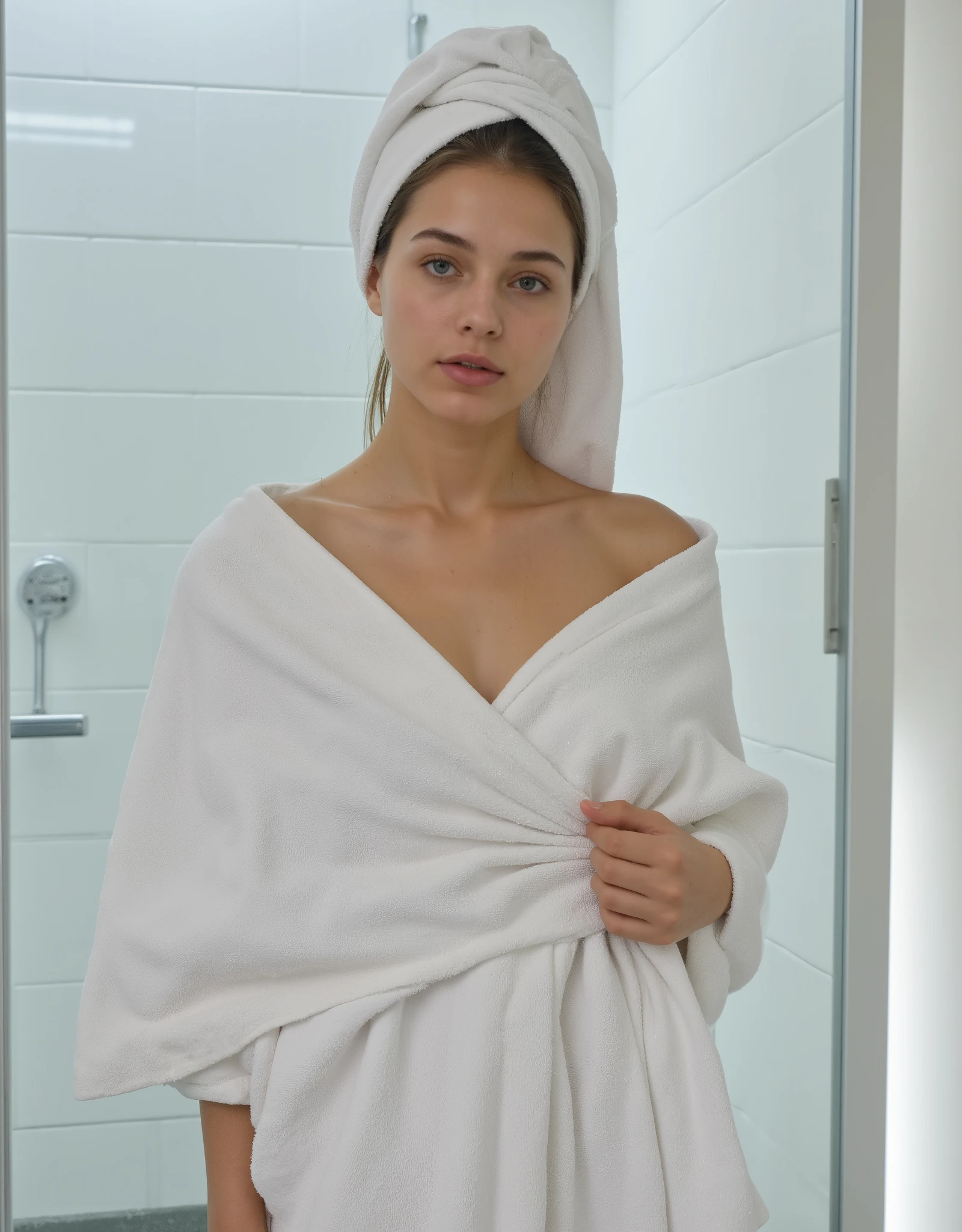 Hijab Pale skin glasses Kurdish girl nude in bathroom