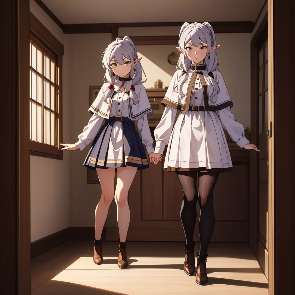 Rio Futaba, white hair, red eyes, looking foward, standing pose, neutral face expression