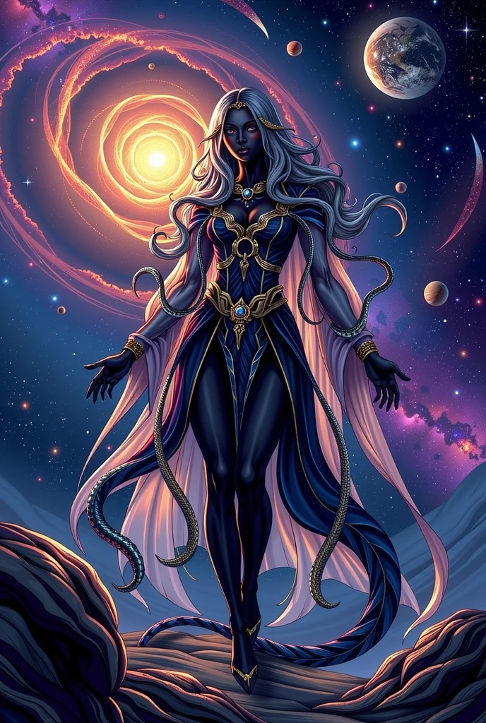 deep color, futuristic, intricate detail, masterpiece, best quality, cosmic horror, alien, deity, color splash