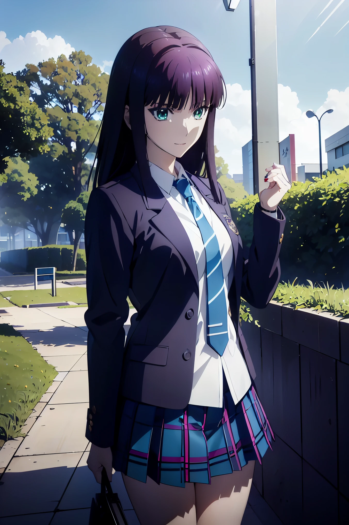 Smile Face, blazer uniform,赤 purple hair, Green Eyes , eyes like jewels, 超 high resolution, ((( Green Eyes))),赤 purple hair, beautifulアニメ高校の女の子,( Masterpiece:1.2, 最 high quality ), ( exist, photo exist:1.4), beautifulイラスト, ( natural light , Movie Screenplay ), nsfw, watch viewers , COWBOY SHOOTING , Front view of the company :0.6, seat, Japanese, university student の女の子, perfect face, beautiful髪, beautiful顔, beautiful and amazing eyes, beautiful鎖骨, beautiful体, beautiful胸, beautiful太もも, beautiful足, beautiful指 , ((( navy jacket ), Light Blue Colored Shirt , details beautiful DEL I'm CATE EYES FULL OF DEC I ON , Black Sox, blue tartan ribbon tie )), ( beautiful風景), evening , Riverside, walk, smooth anime cg art , 魅惑的な Anime Girl , Let's Make a Girl in a Long Coat , high resolution, very detailedなイラスト, dark blue pleated miniskirt vibrator , RAW Photo , film grain , standing , U high resolution and 8K Connection , 長い赤 purple hairと Green Eyesをした Anime Girl , anime moe art style , 若い Anime Girl の接写, smooth anime cg art , beautifulアニメの university student の女の子, anime moe art style , シュールな university student の女の子, Anime Girl , 魅力的な Anime Girl , シュールな university student の女の子, GIRL WITH SHINY CLOTHING , high resolution, CG Details , high quality shadows, beautiful、delicate face、All the details , ディテール beautiful DELICATE EYES FULL OF DECISION,break( high resolution8Kの壁紙 ),(高度に CG Details 8kの壁紙),Makima ( chainsaw man ),Scathach ( destiny / GRAND ORDER REQUIRED ),reika shimohira , high resolution, とても繊細で beautifulCGイラスト,最 high quality , exist Feeling , exist fabric, exist texture,((( debris flies))), (((最 high quality ))),8k,At 32k, Masterpiece, beautiful and charming anime woman , Supermarkets, very detailed, high resolution,シュールな university student の女の子, Masterpiece, 最 high quality , high quality , Freshness , high quality texture, high quality shadow, high detail, sex, seat, university student , alone,I, alone, alone, ADULT BIB , beautiful長い脚, beautiful胸, beautiful太もも, Tight legs , beautiful leg line , Slender Waist in an Unmanned Bar ,Mature body girl, Big Breasts Only , beautiful胸,reddish purple hair, purple hair, BLACK CURRANT HAIR , charming Anime Girl , colorful hair, straight hair ,shy smile,幸せそうなsmile, Brilliant appearance ,cute smile,Cool Beauty, beautiful女性, handsome face , beautiful写実性, attractive figure , enchanting face , calm look , beautiful髪,smile, colorful eyes , Green Eyes,Jade Eyes, beautiful目,bright eyes, DELICATE EYES FULL OF DECISION, Jewel Eyes ,Jade Eyes,( Green Eyes:1.5), charming face,8 heads,:: 174cm,彼女は首に necklace 身に着けています, necklace ,beaded necklace ,Magatama Accessories,smile,