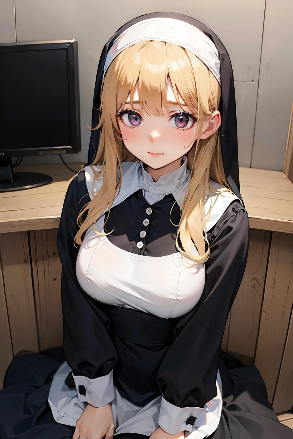 (masterpiece: 1.3), (maximum resolution: 1.2), (ultra high definition tv: 1.2), cinema light, 8K resolution, detailed facial features, focus on the face,perfect style, cute face, Accurate, anatomically correct, fine eyes,beautiful目、 shiny skin, Fair skin, Glossy skin、glossy lips、 (embarrassed look: 1.2),woman 、25 years old, exposed cleavage、, beautiful, (skirt lift:1.4), loose and wrinkled white panties, stockings, blush、humiliation、impatience、tears、embarrassing、surprised expression、expression of anger、disgusting face、 (nun uniform 1.1)、full of sweat、blonde、silver hair、blue eyes、green ash eye、soaking wet、sperm、乳房のsperm、太ももにsperm、溢れるsperm、exposed panties、disheveled clothes、shortcut、church、Stained glass、Sit on the floor、open your legs、open your legs、open your kneeasturbation behavior、insert、