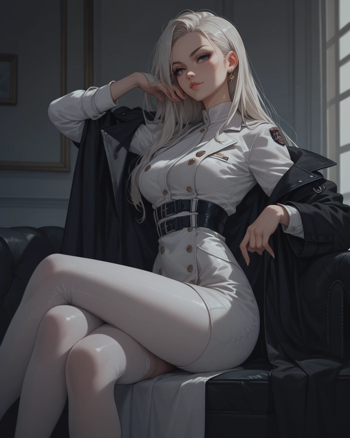 Anime girl sitting on chair with long white hair, Guweiz in Pixiv ArtStation, trending on artstation pixiv, Guweiz on ArtStation Pixiv, Digital art on Pixiv, Kushatt Krenz Key Art Women, clean and meticulous anime art, trending on cgstation, Detailed digital anime art, Guviz-style artwork