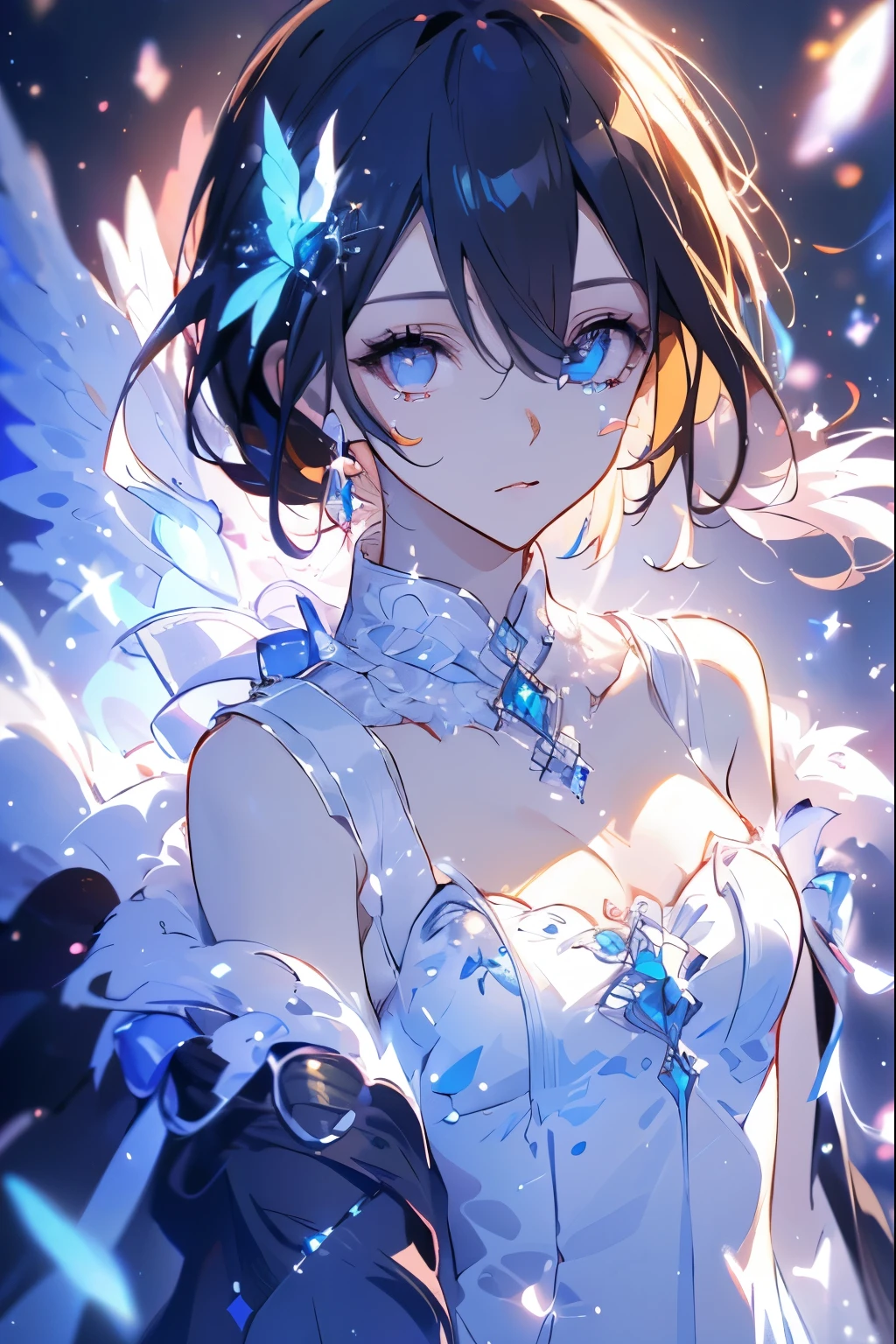 ((masterpiece, best quality)), Delicate face,Angel,Standing picture,whole body,Perfect body proportions,Long legs,Handsome short hair,beautiful eyes,Fantasy style,White background,Extremely beautiful,transparent,pornographic,Transparent_比基尼,Bare chest,chain,Tattoo,Lace,Heart-shaped decoration