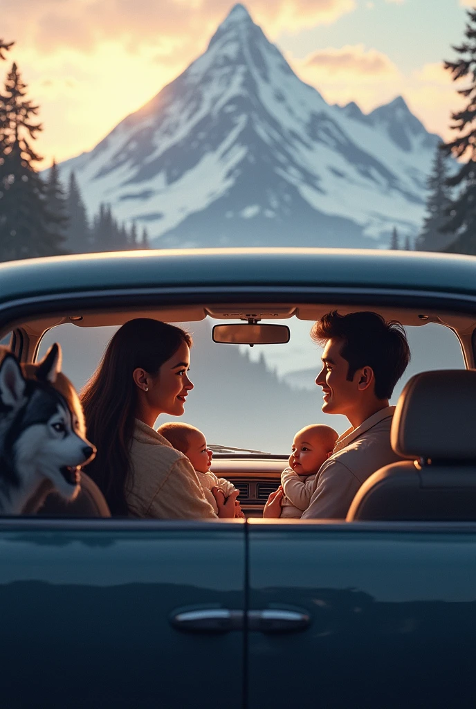Husband wife and baby son horror night passes through car sitting inside