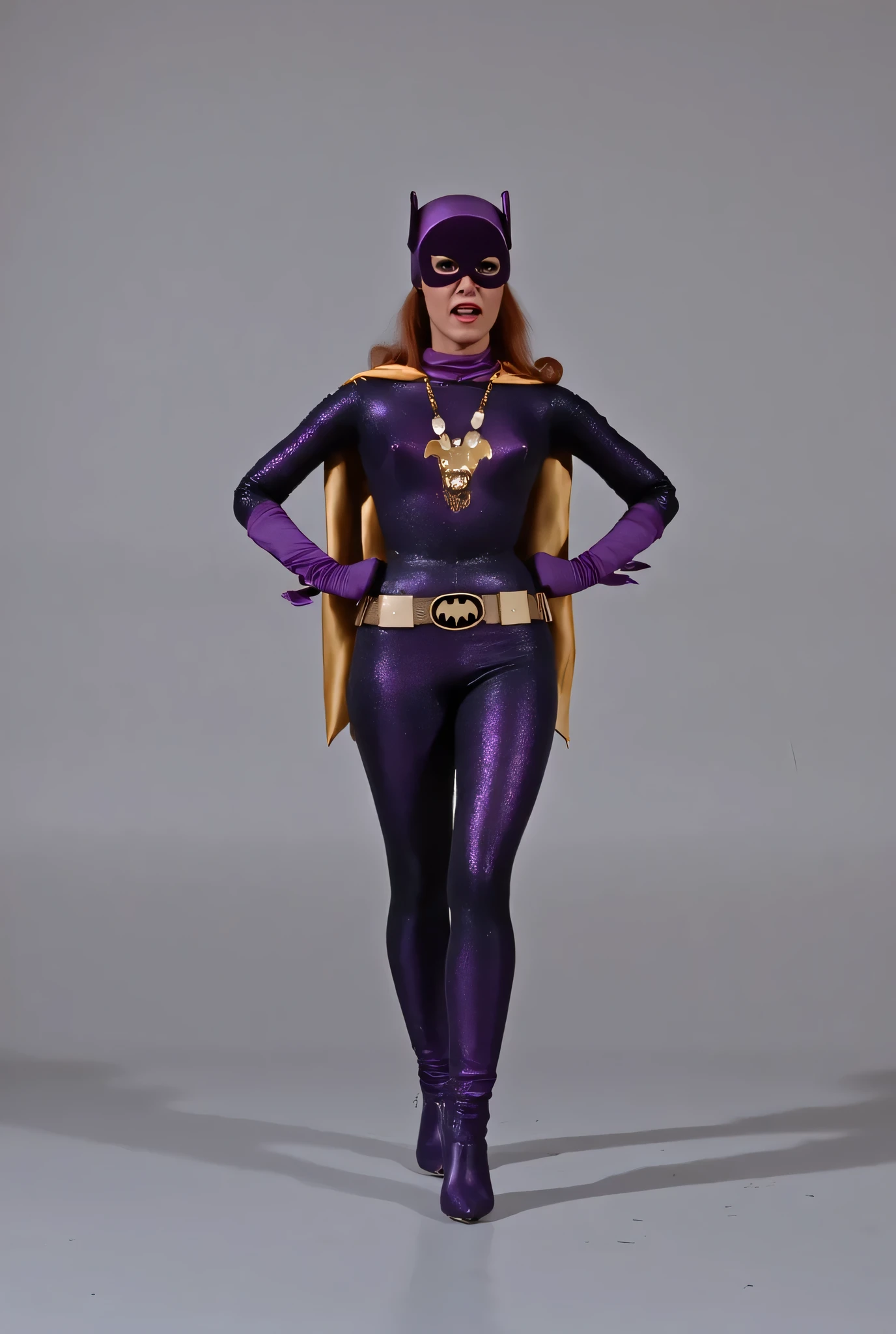 Lynda Carter as diving outfit Wonder Woman, sexy photoshoot in a blank gray back - SeaArt AI