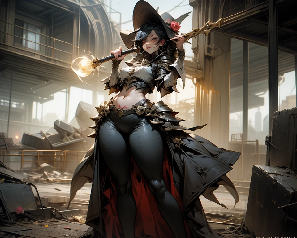 In the background is a dark wooden sailor's tavern illuminated by fire and candles, on the forehead a lock of hair, on the head a kind of steampunk diadem
On his chest, he sports a beautiful round medallion of bright aquamarine color that radiates light. On the shoulders some lamps, on the leg the other league