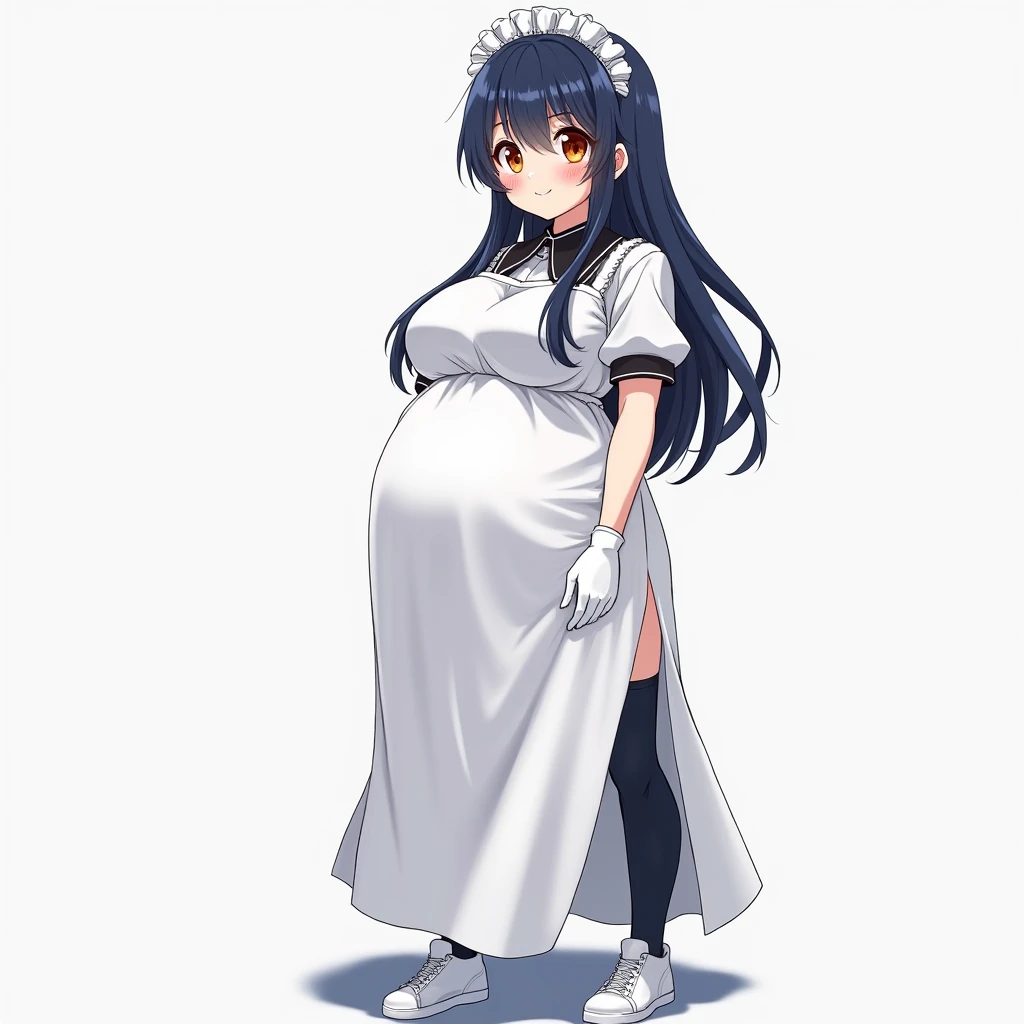 white wedding dress,pregnant woman,black hair,blank background