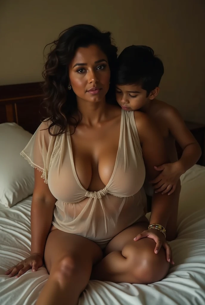 mom and son , Chica morena con hijo , Latina, pelo ondulado, Pelo RIZADO, posing on a soFa, perFect body, wearing black erotic lingerie, con escote, textura de piel sudorosa, sonrisa sexy, Estilo fotorrealista, soFt light, cinematographic image, proFessional lighting, maximum detail General plan, with proFessional Sony Alpha camera, 85mm, mejor calidad, F/2.8, 8K, 16k, sexy latin Mom seducing small nine years old boy sexy latin cheerleader with small latin son touching , busty mom , lingerie, perfect ass, perfect legs, huge breast milking, Sexy hooker cheerleader seducing boy in birthday party, topless cheerleader ridding son having sex, sexy naked latin Mom seducing small nine years old boy sexy latin cheerleader with small latin son touching , busty mom , lingerie, perfect ass, perfect legs, huge breast milking, Sexy hooker cheerleader seducing boy in birthday party, topless cheerleader ridding son having sex