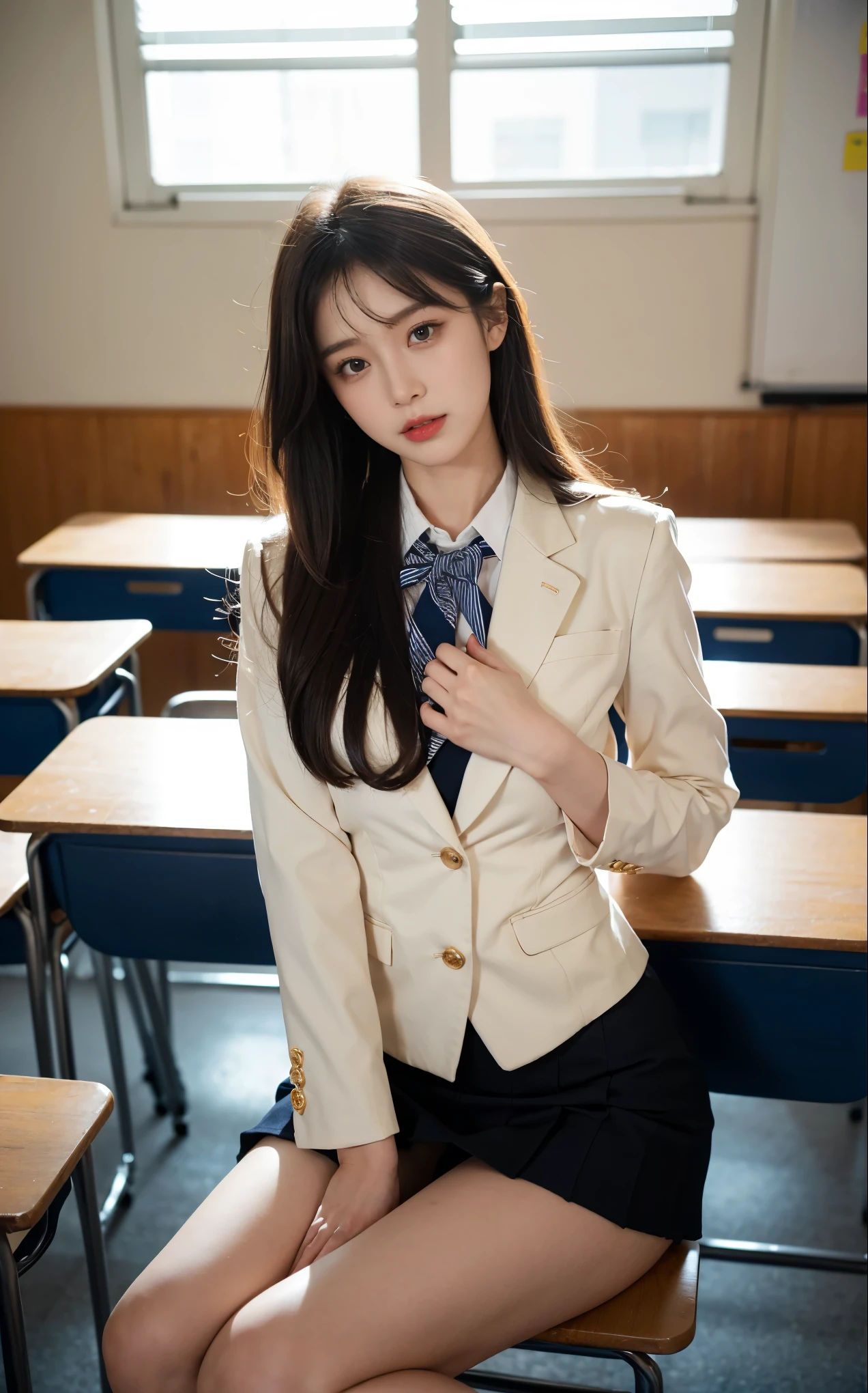 Navy High Socagic MIX Real、(Raw photography:1.2)、(Photorealsitic:1.4)、The beauty of beautiful details and delicate facial expressions、a blond、((Panties are visible))(Squatting panty shots)piercings Lascivious detailed eyes、huge filesize、ultra-detailliert、hight resolution、Transcendent beauty top-quality、masterpiece、、(Japanese girls' high school uniform))、Very detailed expression Magnificent、finely detail、Highly detailed face movie lighting、A 23-year-old girl、front facing、((dynamicposes)))、(Sitting on legs with bent knees))、pleatedskirt、blazers、Sexy upper eyes
