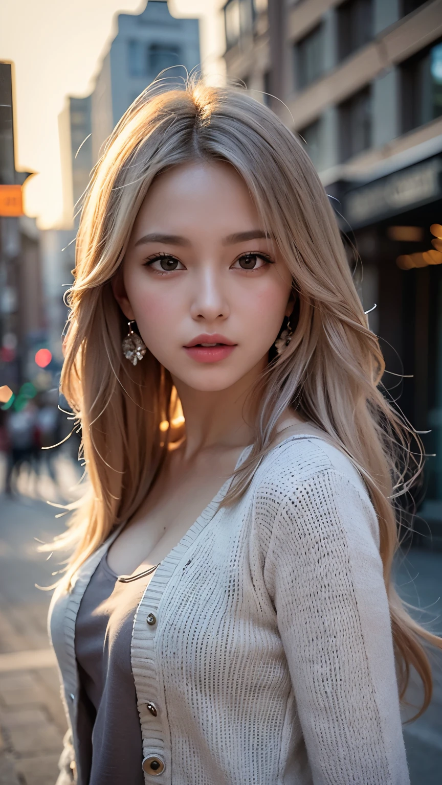  mix 4, (8k, Unprocessed photo ,  Max Image Quality, ​masterpiece: 1.45), ( is present,  photorealistic: 1.37), One Girls,  cute little,  cityscape , daytime, professional lighting ,  Photon Mapping ,  radiosity,  Physical Base Rendering , Gradient Gray Hair,  Shiny Hair,  With a girl,  casual outfit,Cute clothes,  best quality pictures,  high resolution, 1080P, (Clear Face), (  DETAILED FACE DESCRIPTION  ), ( detailed hand instructions), (​masterpiece), (Sophisticated CG),  extreme light and shadow ,  disheveled hair, ​masterpiece, Dense details, ( beautiful face), ( best quality pictures), (​masterpiece), ( detailed eyes ),  look in front of you , Thin clavicle,   big breasts ,(( Side Boober Barbossa )),( Underbob ),,Earrings, cleft breast,