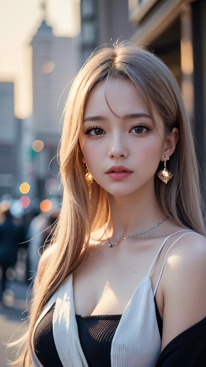mix 4, (8k, Unprocessed photo , Max Image Quality, masterpiece: 1.45), ( is present, photorealistic: 1.37), One Girls, cute little, cityscape , daytime, professional lighting , Photon Mapping , radiosity, Physical Base Rendering , Gradient Gray Hair, Shiny Hair, With a girl, casual outfit,Cute clothes, best quality pictures, high resolution, 1080P, (Clear Face), ( DETAILED FACE DESCRIPTION ), ( detailed hand instructions), (masterpiece), (Sophisticated CG), extreme light and shadow , disheveled hair, masterpiece, Dense details, ( beautiful face), ( best quality pictures), (masterpiece), ( detailed eyes ), look in front of you , Thin clavicle, big breasts ,(( Side Boober Barbossa )),( Underbob ),,Earrings, cleft breast,