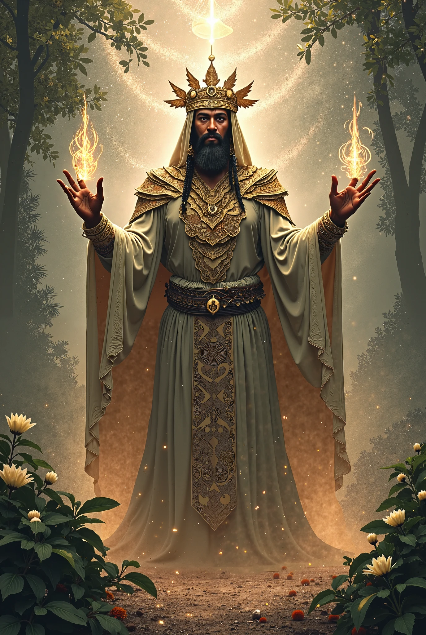 Arafed image of a man dressed in a golden robe and crown - SeaArt AI