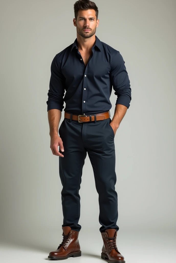 handsome and masculine man in argentinian rugbymate favourite pant shirt  fashion outfit full body 