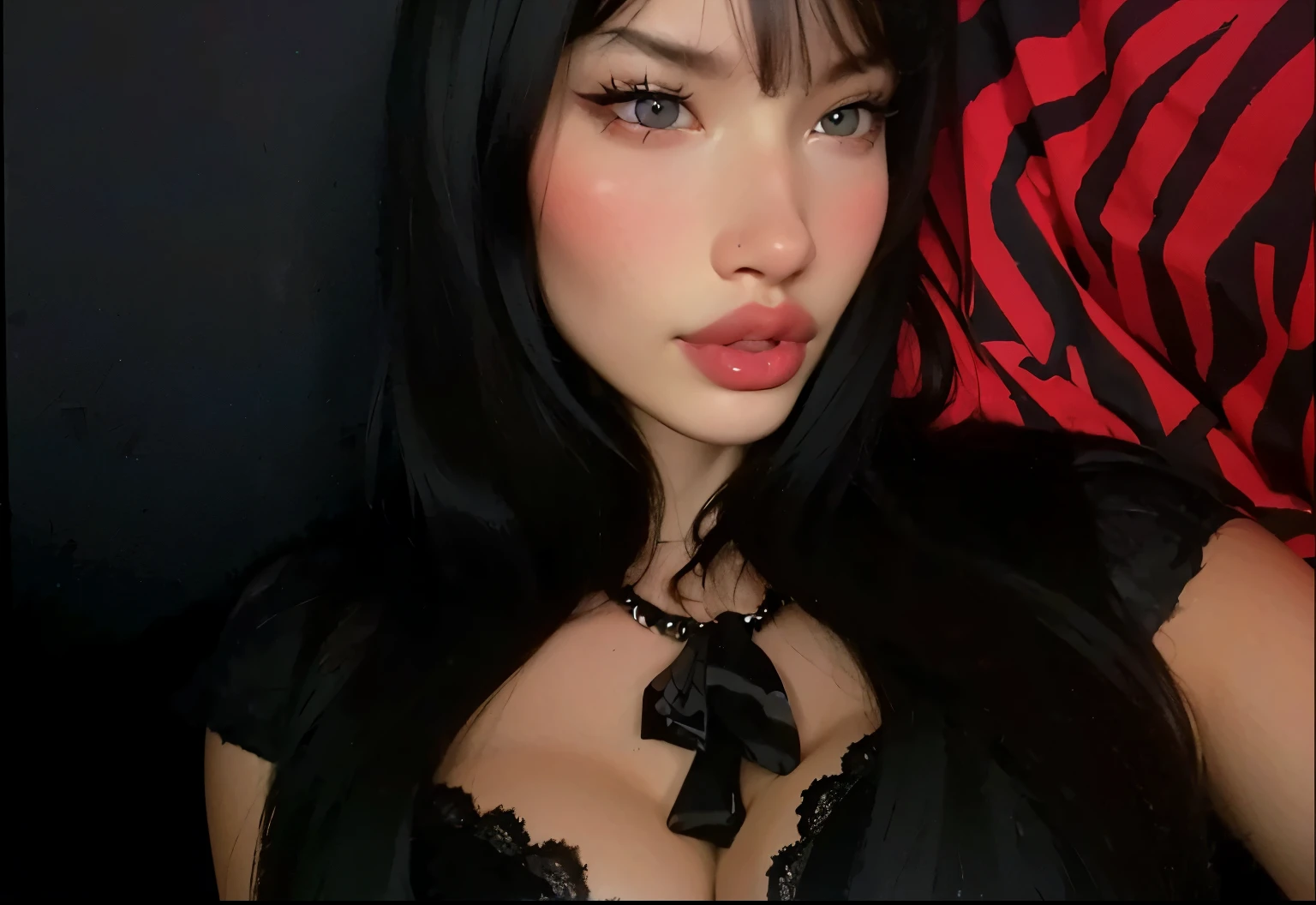 ((best quality, 8k, masterpiece: 1.3)), sharp: 1.2, Perfect body beauty: 1.4,Squint your eyes, Smile, Large Breasts. (Cleavage)8k, Super detailed, fair and aesthetic, high quality, fair, masterpiece, best quality, permanent, lean forward, Glowing skin, Sticking out tongue of mouth, blush, Sexy body, Definition, Perfect eyes, Sticking out tongue, blush, Strabismus,(with tears in eyes, Saliva residue), The hem of the skirt is wet, Brushed, photography, 8k, HDR, high resolution, absurd:1.2, Kodak Portrait 400, Film Grain, Blurred background, Bokeh:1.2, lens flare, (Energetic_color:1.2),专业photography师