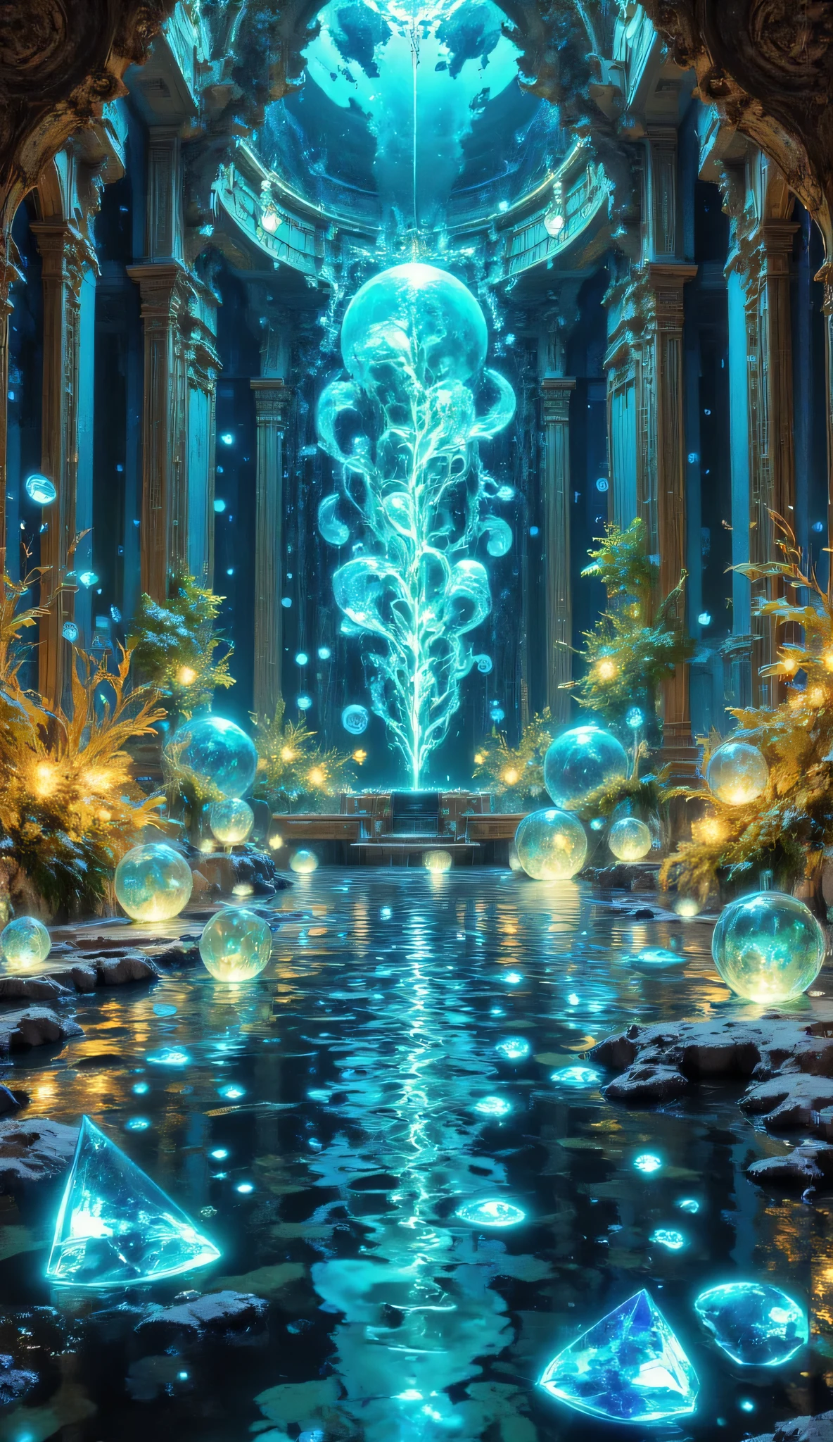 water, ethereal, surreal, refraction, reflections, mirrors, prisms, sunlight, glowing lights!! intricate elegant, highly detailed, digital painting, artstation, concept art, smooth, sharp focus, illustration, art by ( ( ( ( artgerm ) ) ) ) and ( greg rutkowski )! and ( ( ( alphonse mucha ) ) ), eyes reflecting into infinity