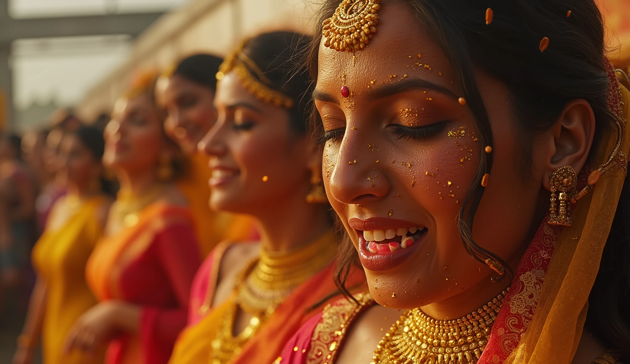 extreme oil body skin with glowing .Sexy indian Bride's group with big breast and big butts exhausting brightness with realistic scene colorful bikini and saree costume , exhausting 👠 , closeup dance in an Indian train station.


Flying debris,Award-winning photo, Very detailed, Edge Orgasm, Woman with open mouth and closed eyes , Sweaty skin、Lighting that accentuates the shine of sweat{{{spread }}}, Black Hair、Browsing Caution,{{{{Many male spectators}}}},(Long, narrow nostrils)、Illumination from below、Half-closed eyes, Frowning, ((Drooling)), Take the spit