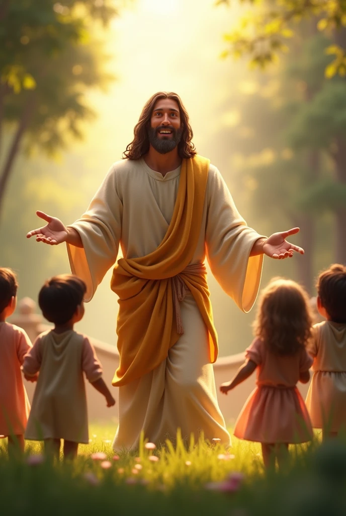 Jesus Christ praying with children