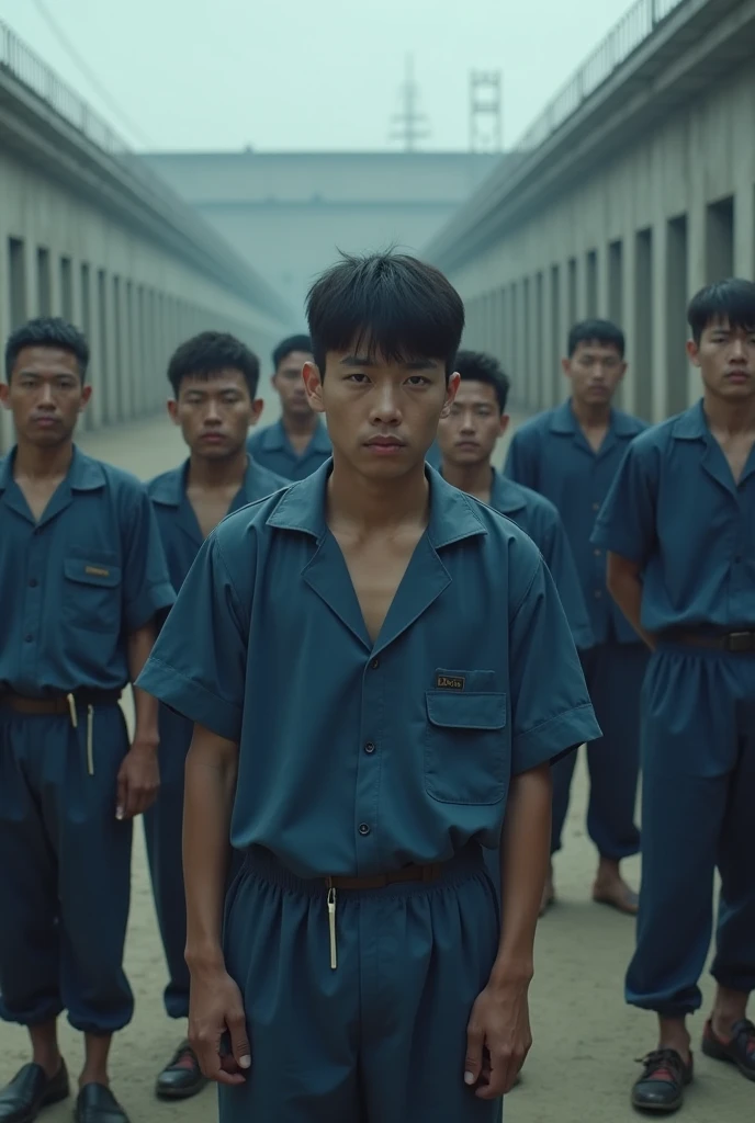 1boy、Handsome Men、Japanese male, 、Completely naked、Full nudity、erection、Huge penis、Highest quality、Realistic、beautiful、Sad look、 ((((Completely tied up with rope)))), ((((A very tight rope is crisscrossed over the chest)))),(((Body bound with tight rope)))、whole body、Surrounded by men and women in uniform、In a school classroom、erection、完全Completely naked