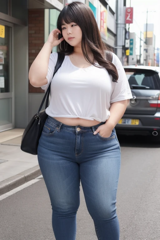Chubby girl, tight jeans Wide hips bound and gagged belt