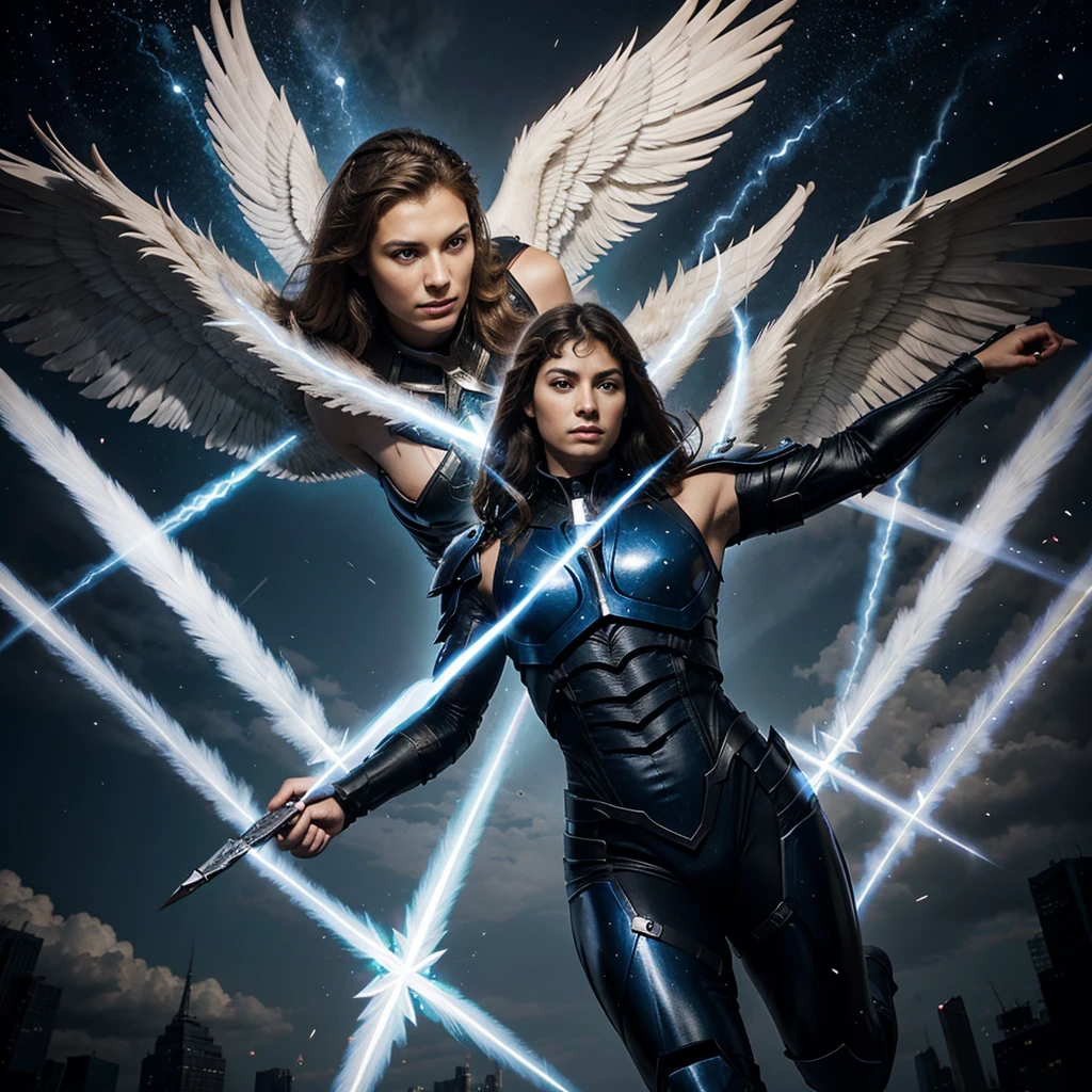 Archangels dominating battle with devil