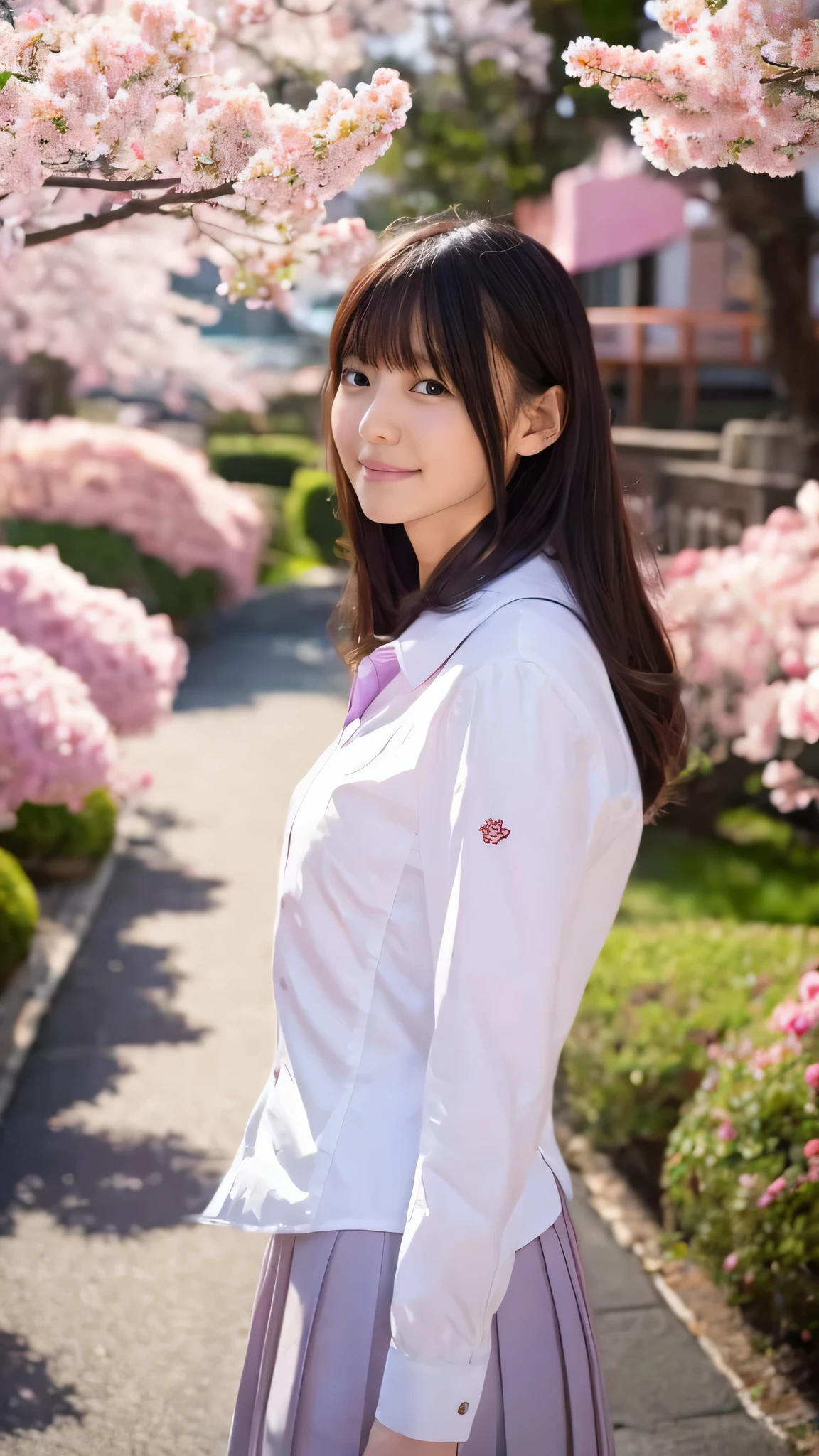 top quality、4K、8k、 HD、 Masterpiece:1.2、 very detailed、 Genuine:1.37、
portrait 、Gentle colors、Gentle Light、A tired girl、
wears long flowing hair、 gentle face、Thoughtful eyes 、 white skin、 happy expression 、 soft pastel color、 great atmosphere 、 shirt、Subtle brushwork、Dreamy composition、 staring into the distance 、 romantic atmosphere 、、 achromatic 、 Soft Shadows 、 display with cherry blossoms and Mt. Fuji in the background 、
plump breasts、I'm wearing a 、 high school uniform、