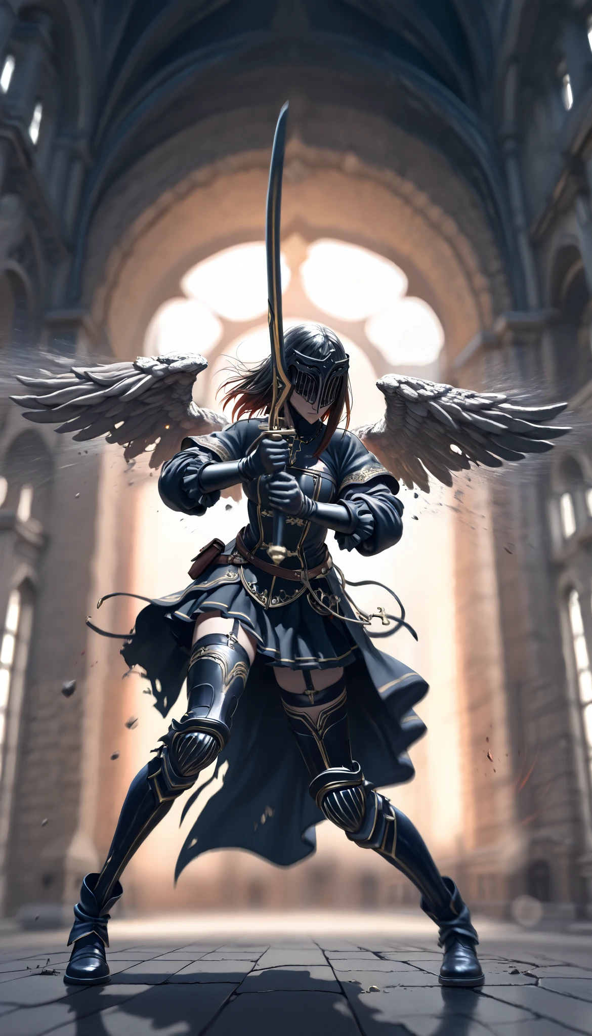 ( masterpiece, The best quality : 1.2), Underground Angel , broken wings,  holding a blue silver crucifix , luz de luna, Ominous clouds,  Dark fantasy illustration style , dark arts, HIGH CONTRAST, sombras oscuras,  atmospheric perspective  ,  melancholic colors ,  film composition ,  volumetric lighting, numbers, Brushstrokes,  dramatic lighting , ángulo bajo, Surrealism,  super detailed,  Hyperrealism , ( high quality, 8K, 4k, HIGH CONTRAST,  masterpiece: 1.2, 最 high quality,  best aesthetic ), Shibuya Crossing,  post-apocalyptic,  1 number, focus, intense fight ,  fighting action pose , ((( Blurred motion effect: 1.6))),  Destroyed Tokyo atmosphere ,  Empty street scene ,  Broken neon signs ,  Depressive atmosphere ,  fast movement , (( Motion blur in the arms)),  shadow killer ,  killing an enemy  ,  destroyed architecture ,   Blood on the Floor ,  Less bloodstained ,  evil energy ,  cinematic colors ,  dynamic configurations ,  atmospheric perspective ,  epic lighting , (1vs1 ), ( Unfounded ).(Way a way)