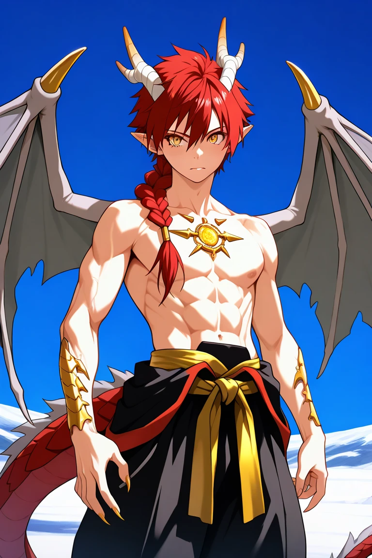 Aur-Urah, the Light Fairy, red hair, aura, muscular male, light body, full body