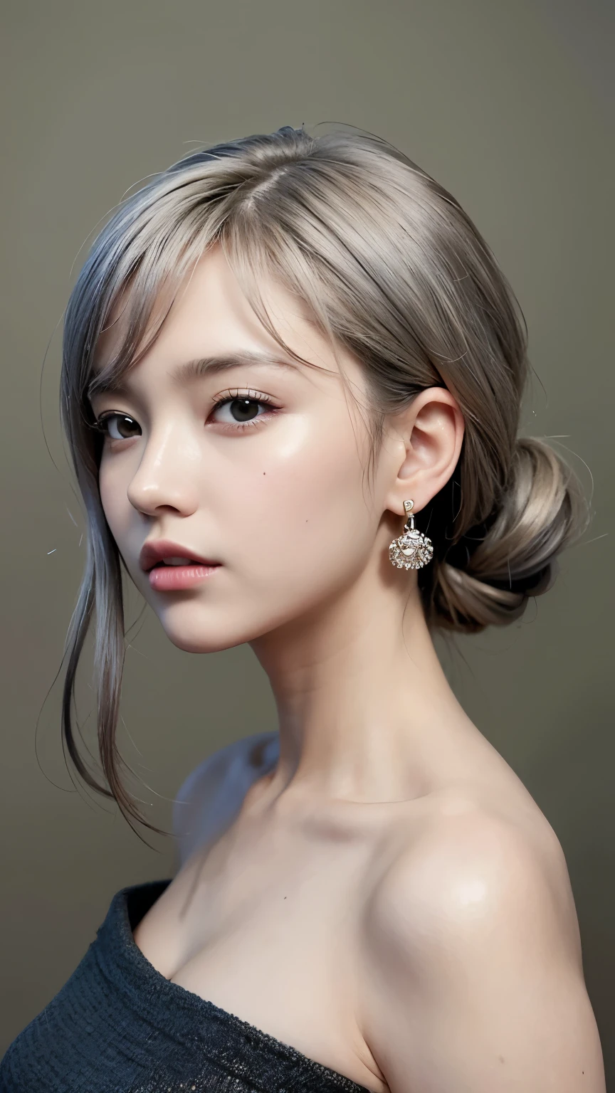 mix 4, (8k, Unprocessed photo , Max Image Quality, masterpiece: 1.45), ( is present, photorealistic: 1.37), One Girls, cute little, cityscape , orbital space, professional lighting, Photon Mapping , radiosity, Physical Base Rendering , Gradient Gray Hair, Shiny Hair, With a girl, casual outfit,Cute clothes, best quality pictures, high resolution, 1080P, (Clear Face), ( DETAILED FACE DESCRIPTION ), ( detailed hand instructions), (masterpiece), (Sophisticated CG), extreme light and shadow , disheveled hair, masterpiece, Dense details, ( beautiful face), ( best quality pictures), (masterpiece), ( detailed eyes ), look in front of you , Thin clavicle, big breasts ,(( Side Boober Barbossa )),( Underbob ),,Earrings, cleft breast,