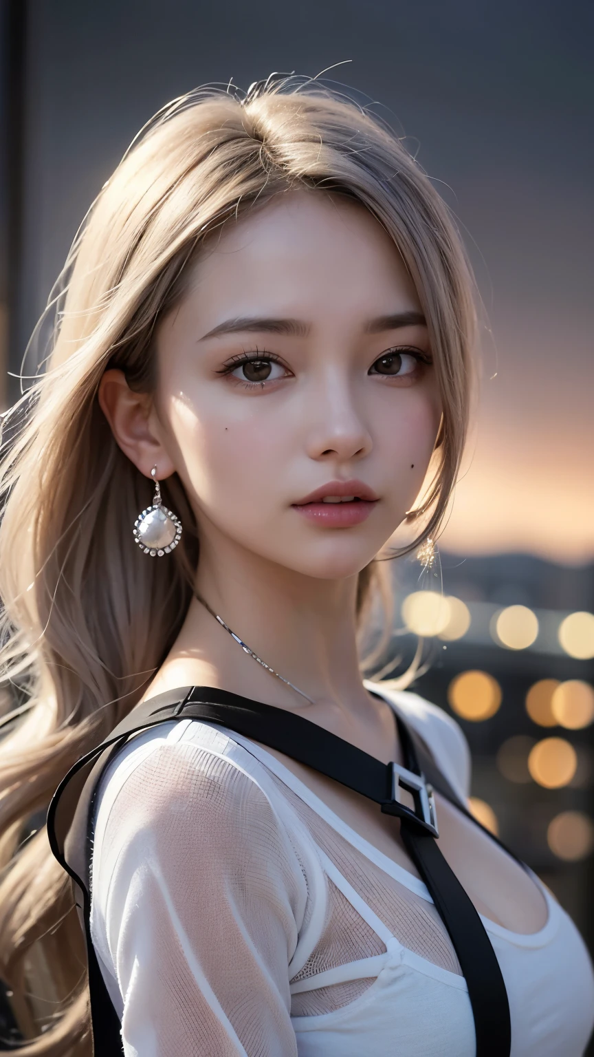  mix 4, (8k, Unprocessed photo ,  Max Image Quality, ​masterpiece: 1.45), ( is present,  photorealistic: 1.37), One Girls,  cute little,  cityscape , orbital space, professional lighting,  Photon Mapping ,  radiosity,  Physical Base Rendering , Gradient Gray Hair,  Shiny Hair,  With a girl,  casual outfit,Cute clothes,  best quality pictures,  high resolution, 1080P, (Clear Face), (  DETAILED FACE DESCRIPTION  ), ( detailed hand instructions), (​masterpiece), (Sophisticated CG),  extreme light and shadow ,  disheveled hair, ​masterpiece, Dense details, ( beautiful face), ( best quality pictures), (​masterpiece), ( detailed eyes ),  look in front of you , Thin clavicle,   big breasts ,(( Side Boober Barbossa )),( Underbob ),,Earrings, cleft breast,