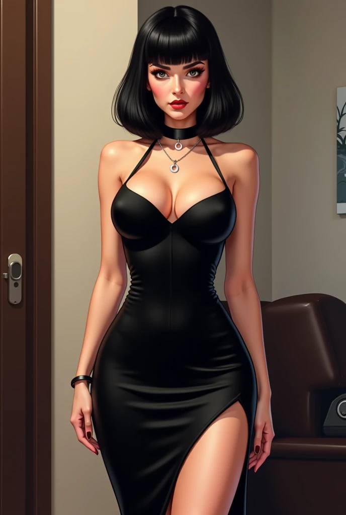 full body,too tall, giant goth goddess, she cant fit in a room beacause she is growing taller, she had her head against the celling so she nee to band over to be able to fit in the room