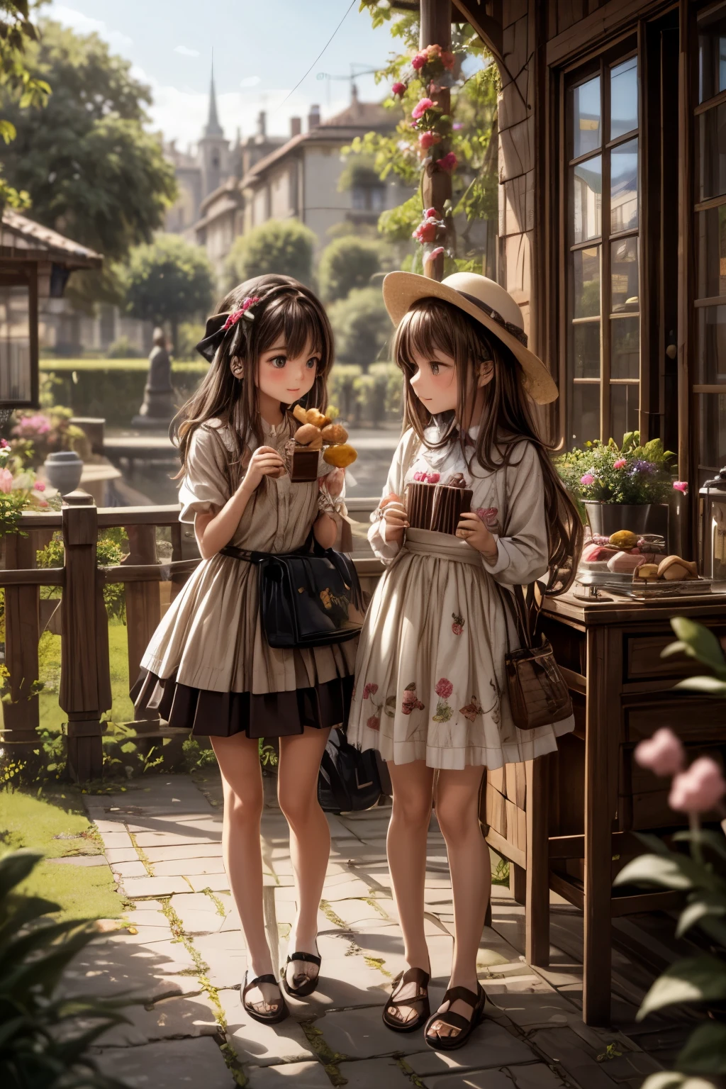 a dream country with licorice trees and candy floss leaves, chocolate dogs and candy flowers, a land of sweets, with little birds made of cream puffs and marzipan kittens...