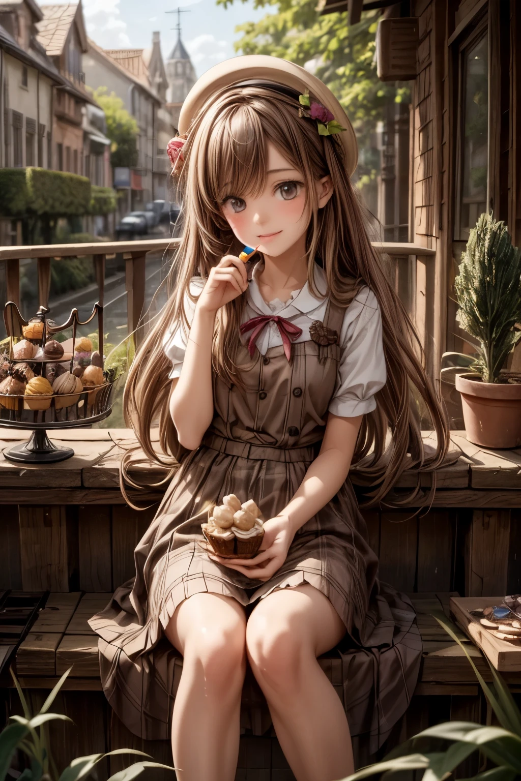 a dream country with licorice trees and candy floss leaves, chocolate dogs and candy flowers, a land of sweets, with little birds made of cream puffs and marzipan kittens...