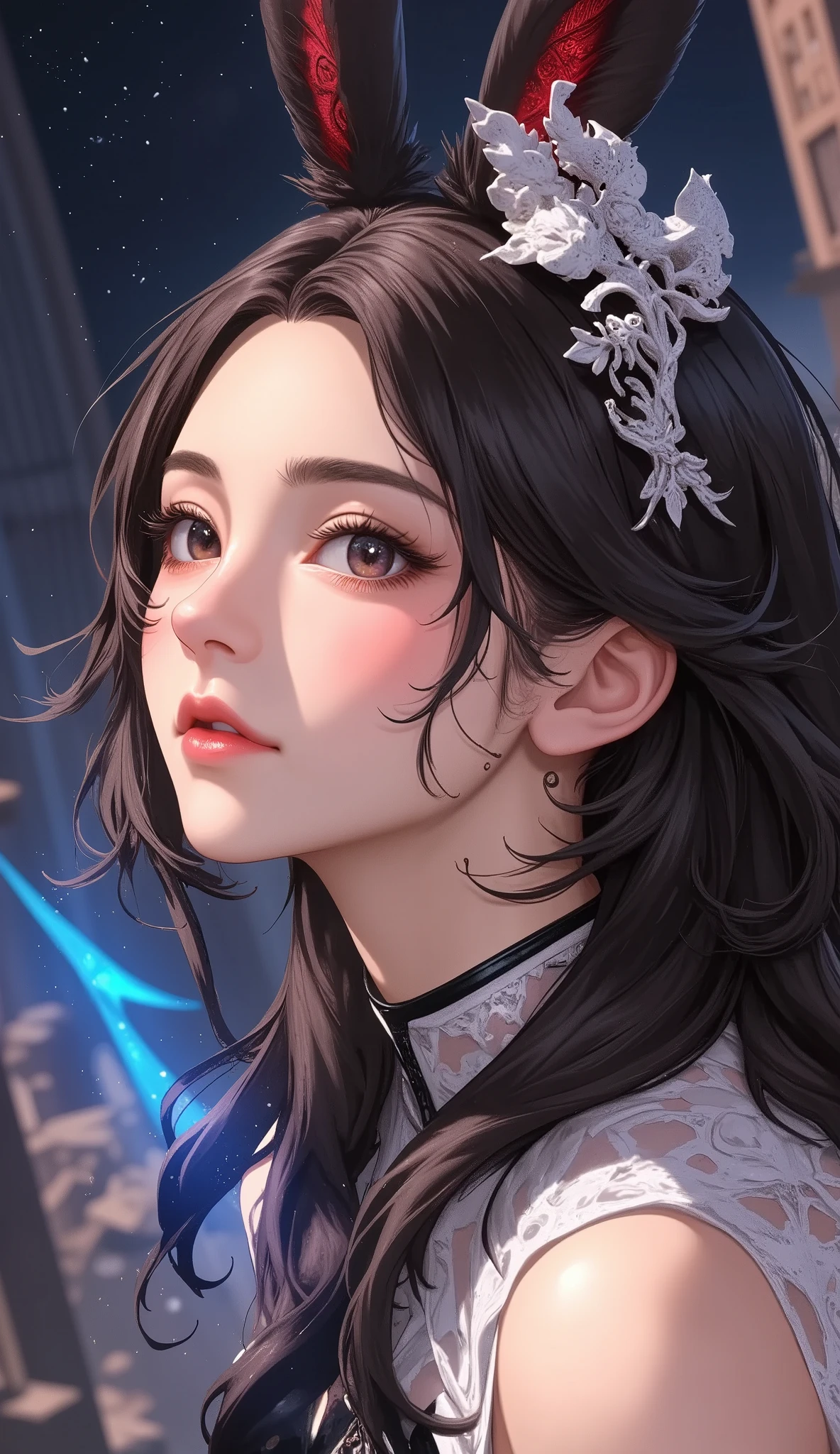 Close up of an animated Viera girl, Rosedraw Pastel Vivid, Rossdraws comics、Vivid, anime style 4k with AK5 rifle, beautiful anime style portrait , art germ colorful !!!, ! Dream Art Germ, Beautiful animated Viera girls, Anime-Style Digital Art , Anime Art Wallpaper 4K, anime art wallpaper 4k , digital anime art , extremely fine art germ, upper body close up