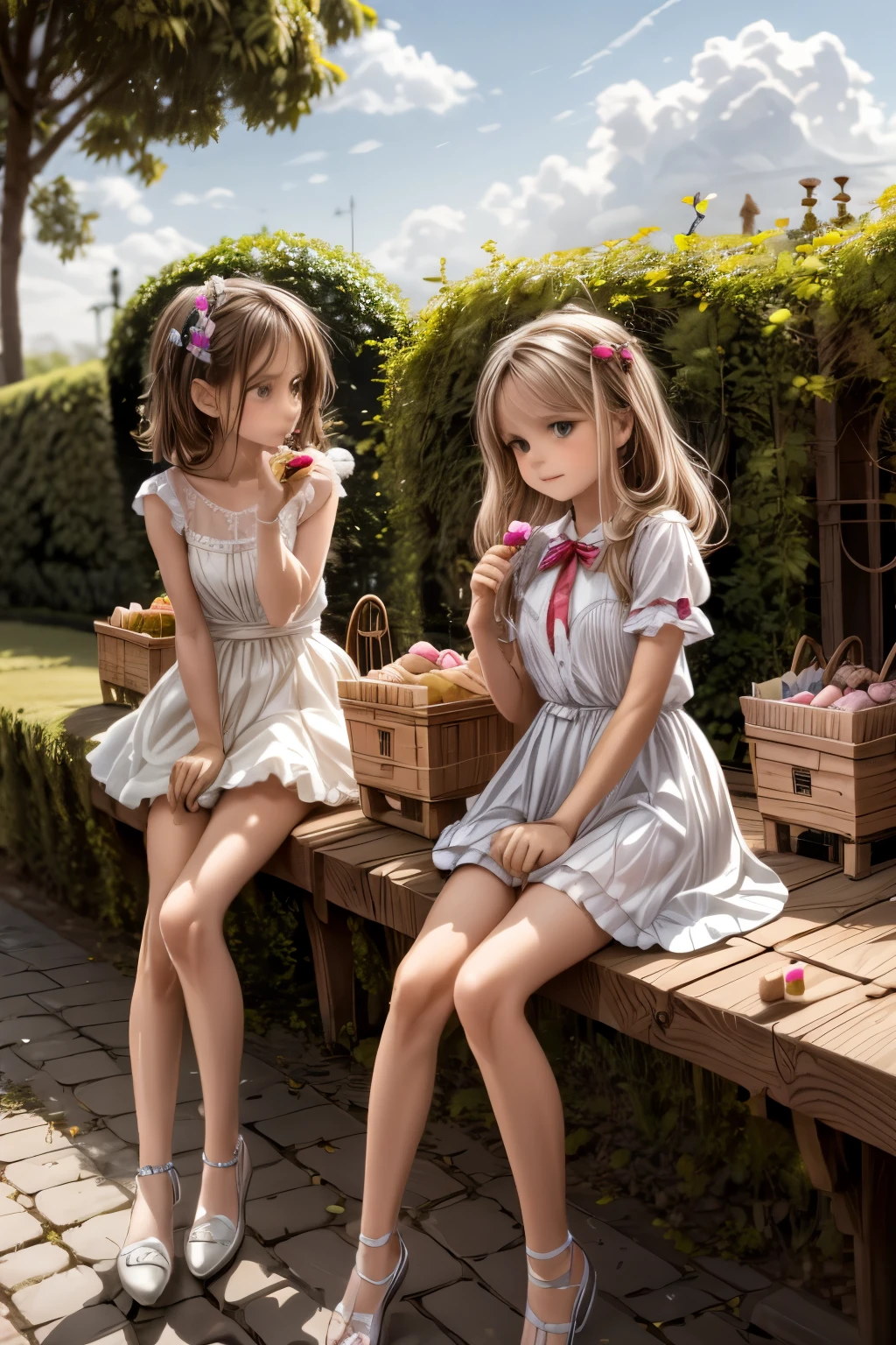 a dream country with licorice trees and candy floss leaves, chocolate dogs and candy flowers, a land of sweets, with little birds made of cream puffs and marzipan kittens...