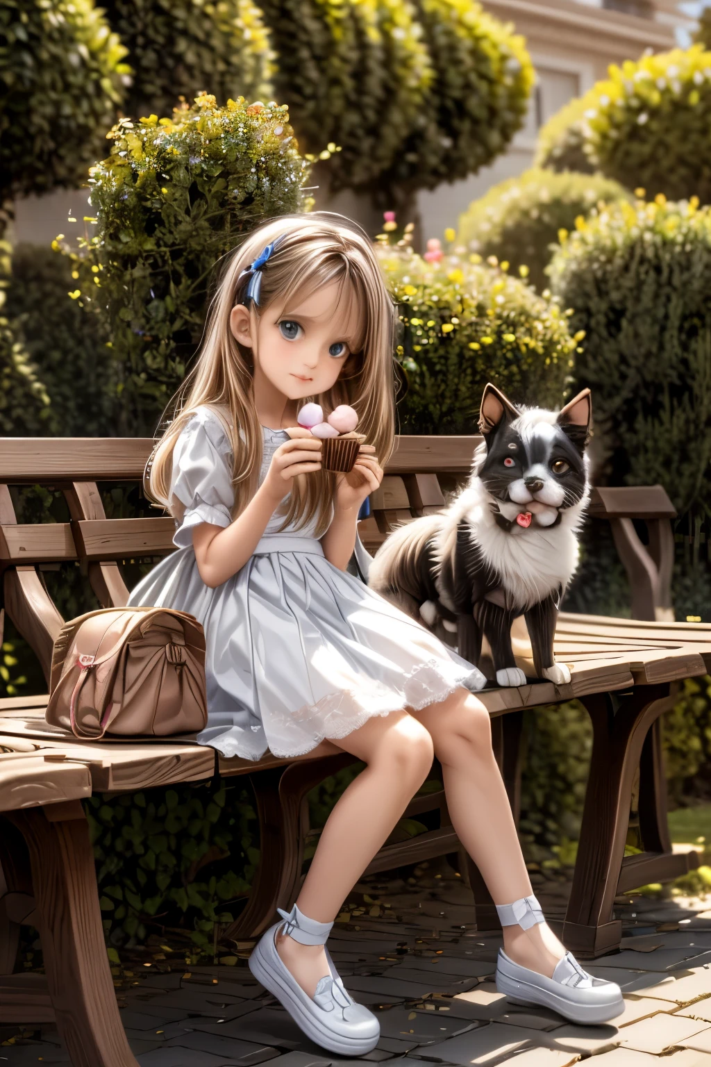 a dream country with licorice trees and candy floss leaves, chocolate dogs and candy flowers, a land of sweets, with little birds made of cream puffs and marzipan kittens...