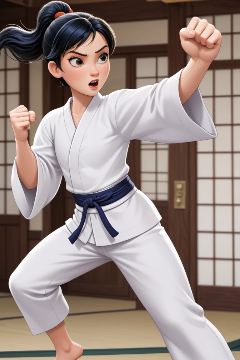Kick Ass Ai Character Rendition Create a character of a , ish, Disney Pixar style, doing a kick with a ...