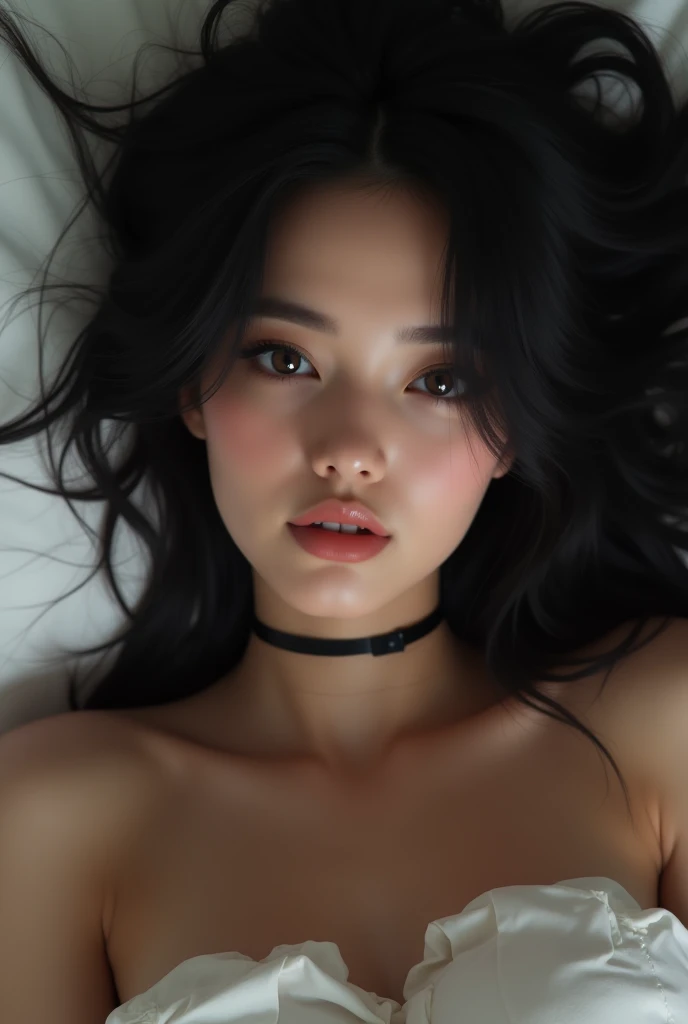(masterpiece:1.4, best quality), (intricate details), unity 8k wallpaper, ultra detailed, beautiful and aesthetic, perfect lighting, (1girl), (black hair, green eyes, medium breasts),, dynamic pose, dynamic angle, lipstick, slim, medium breasts, detailed background, realistic, solo, perfect detailed face, detailed eyes, highly detailed, rolling_eyes