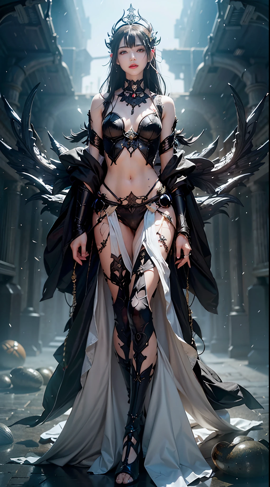 a matural female,Dragon's horn,Bat wings,Tattooed with,eyes glowing,magia,Large breasts,magnificent robe,complex patterns,palaces,(skin indentation:1.5), realisticlying, realisticlying, (Masterpiece:1.5), concept-art, intricately details, highly detailed, realisticlying, rendering by octane, 8K, unreal-engine, dynamicposes, Best quality at best, A high resolution, (photorealiscic face:1.1), (Hyper-realistic:1.1), perfect eyes,(shiny skins:1.2), Radiant force, smog, magia, ((Dramatic)), Epic, battlefiled, depth of fields, Background bokeh, 4K, ashes, Particle,