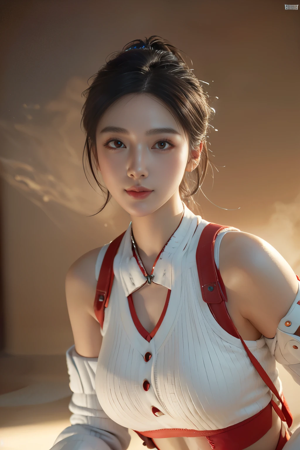 Masterpiece,Game art,The best picture quality,Highest resolution,8K,(A bust photograph),(Portrait),(Head close-up),(Rule of thirds),Unreal Engine 5 rendering works,
20 year old girl,Short hair details,With long bangs,(white hair),red eyes,Elegant and elegant,(Large, full breasts),(Wearing a white coat,Red suspender underwear),shut your mouth,serious yet charming,(scholar),photo poses,Sci-fi style laboratory,white room,
Movie lights,Ray tracing,Game CG,((3D Unreal Engine)),OC rendering reflection pattern