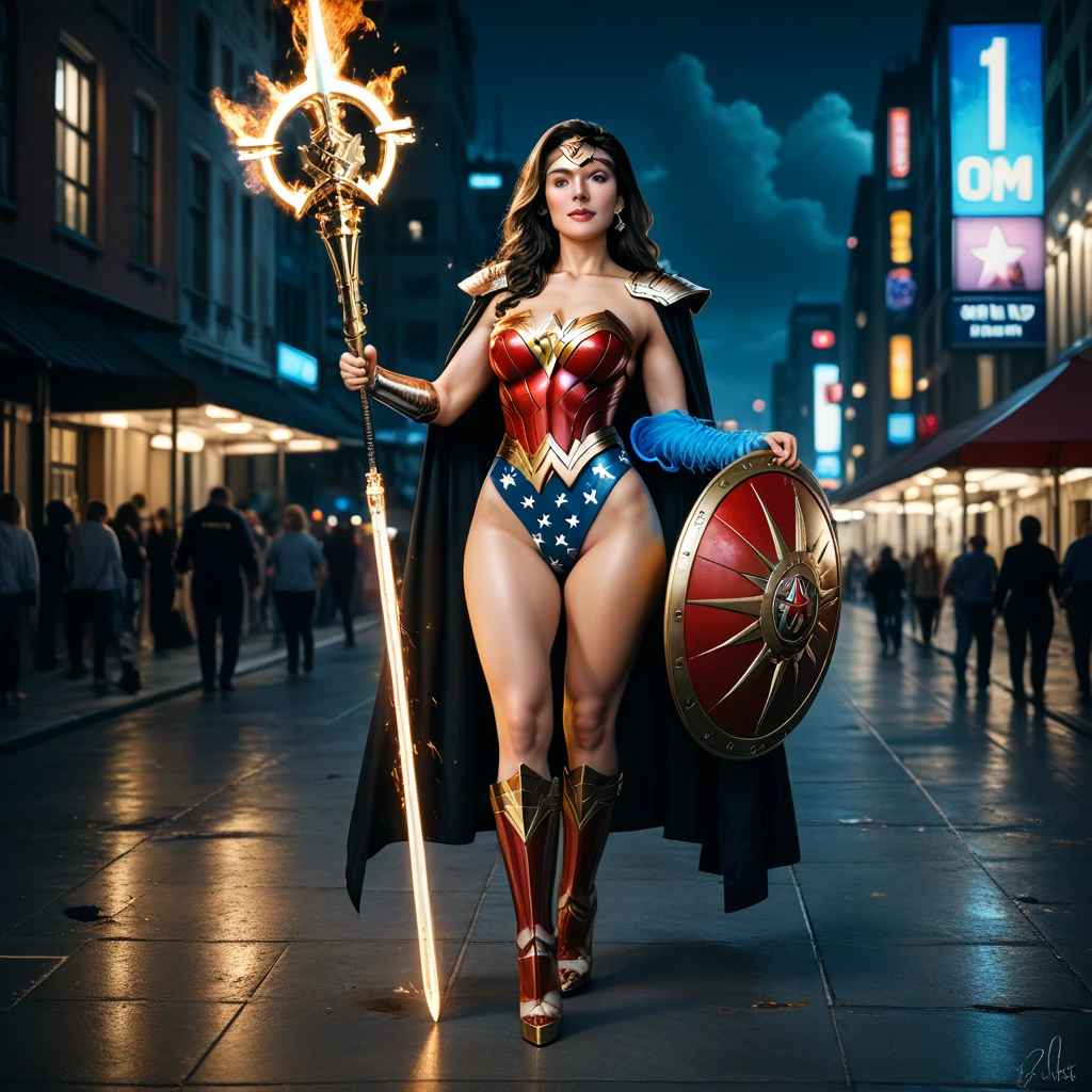 Image of DC COMICS just one muscular Supergirl showing full body woman, showing huge ass, showing boots, showing big breasts without clothes, showing a big dumbbell with his right hand, left hand closed, costume identical to that of DC COMICS, showing muscular legs, showing perfect face, perfect hands, perfect nails, showing perfect boots, laser beams coming out from your eyes, highly detailed, super definition, 8k, showing the perfect statue of Christ the Redeemer in the city of Rio de January in flames. Cinematic image.