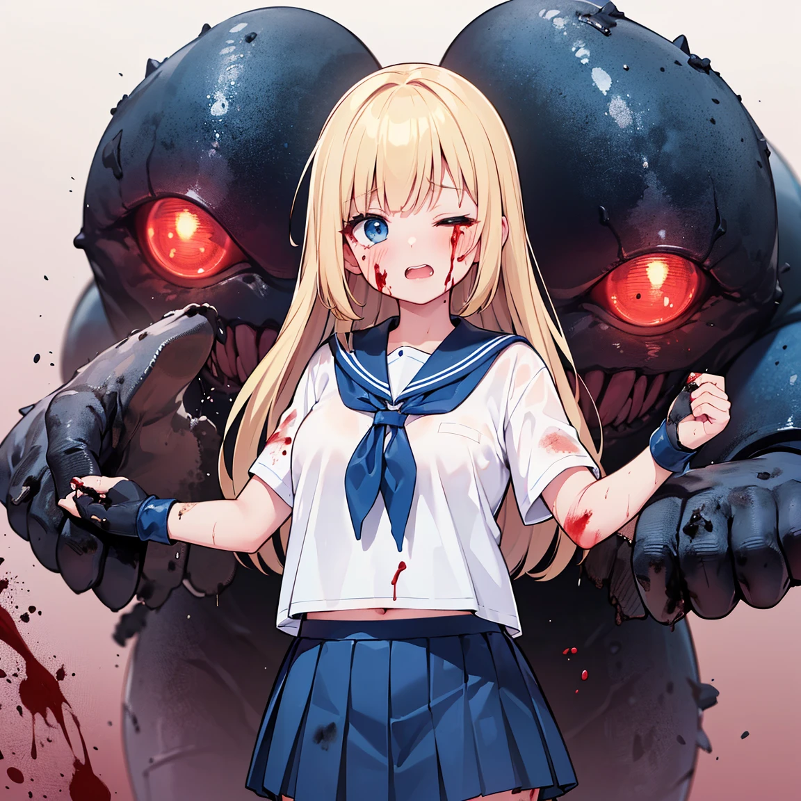 master-piece,hyper quality, hyper detailed,perfect drawing,Solo, Kogal、Black Gal、High school student、Student uniform、miniskirts:(0.7)、Kneeling、Turn around、Powpose、((Panties in full view))、tannedskin:(1.2)、pretty smile、sunburn marks:(1.5)、(((Buggy socks)))、Beautiful background、Detailed drawing、Accurate drawing。