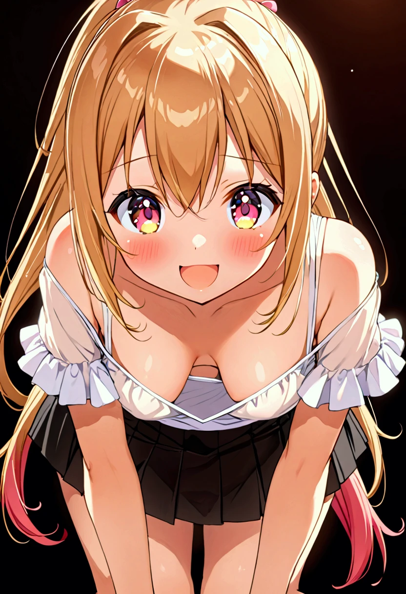 NSFW,masterpiece,Highest quality,High resolution,Very detailed,Golden Darkness\(To Love-Ru\),Blonde,Red eyes,long hair,Two Side Up,Small breasts,hair ornaments,Off-the-shoulder shirt,Frills,mini skirt,(High-quality lingerie),(Ecstasy face),blush,Shopping mall,Lingerie Shop,(Having sex),insert,Creampie,Trembling,Drooling,(Middle-aged men)
