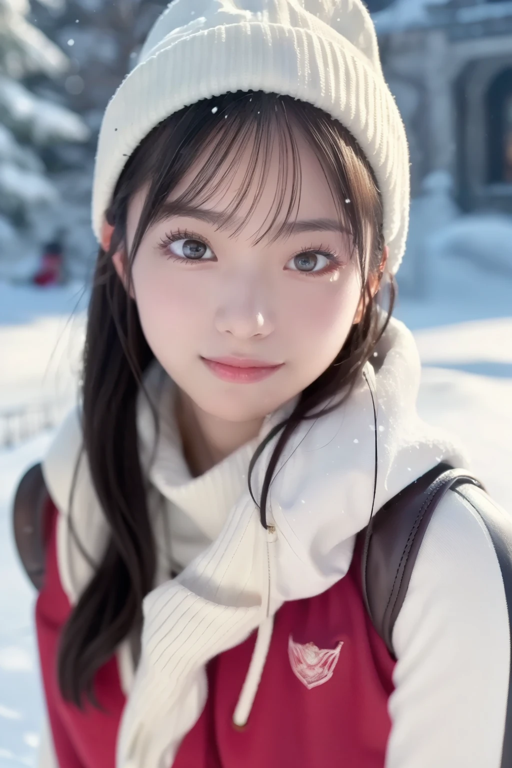 in the seat, (Wear ski wear:1.2), ( in a loop , Don't Wear the Best Quality ), ( exist, photorealistic :1.4), Masterpiece, (( Knee-length shots )), so delicate and beautiful, 非常に Detailsなアウトドア , 2k wallpaper, wonderful, Details, 高度に DetailsなCG Unity 8Kの壁紙 , 超 Details, high resolution, Soft light, 背の高い青いトレンチコートを着た美しい Detailsな女の子 , Capture Extremely Sophisticated Eyes and Faces , 美しい Detailsな鼻, 美しい Detailsな目, Cinematic Lights Capture Her Body , Lights That Color the City on a Snowy Night , Snow Scenery , It's Snowing , There'Snow in your hair , perfect anatomy in pool water, slender body, I was nervous.,
straight semi-long hair , bangs, viewer, smile