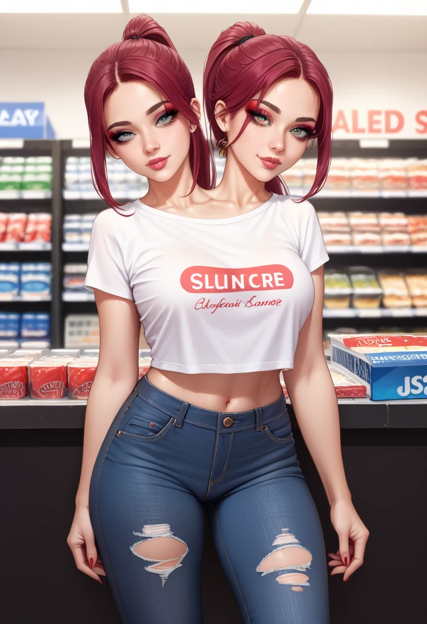 ((best quality)), ((highly detailed)), masterpiece, (detailed eyes, deep eyes), (1girl), ((best quality)), ((highly detailed)), masterpiece, extremely detailed face, beautiful face, (detailed eyes, deep eyes), (1girl), upper body, <lora:neoPolitanRWBYLora_v1:.8>, NeoRWBY, heterochromia, brown eyes, pink eyes, multicolored hair, brown hair, pink hair, short hair, smug, smirk, cleavage, large breasts, white jacket, crop top jacket, (leotard), (covered navel), pants, (inside, at a hall), <lora:mcnsfw:1>, mcnsfw