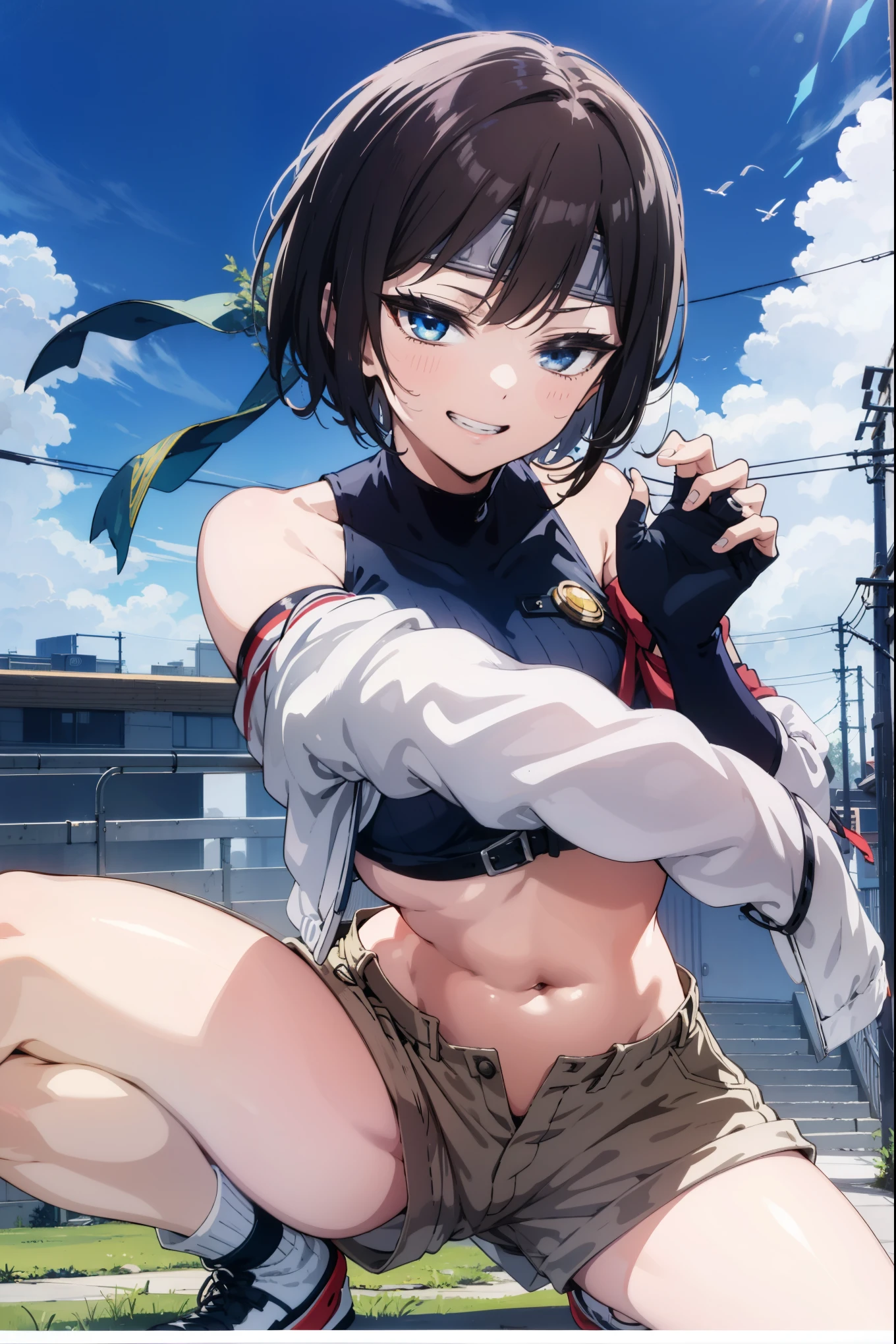 fine、tomboy、Navel exposure