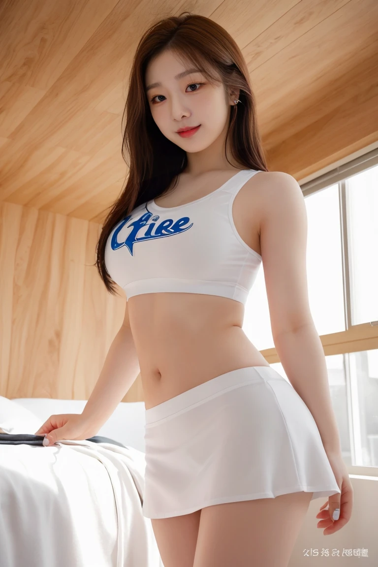 (photo real: 1.4), (surreal: 1.4), (actual: 1.3), (soft light: 1.05), (improved lighting: 0.9), 32k, 1 girl, 20 year old girl, actual lighting, backlight, Menko, Ray tracing, (whitening light: 1.2), (image enhancement: 1.4), ( High quality real skin: 1.4), Narrow your eyes, delicate face, Narrow your eyes, (Increased body lines and emotions: 1.1), 超big deal乳房, big deal, (Improve skin quality and beauty: 1.1),volleyball uniform:1.4, indoor_volleyball_court_background:1.4, thighs thighs thighs thighs, protrude , crotch