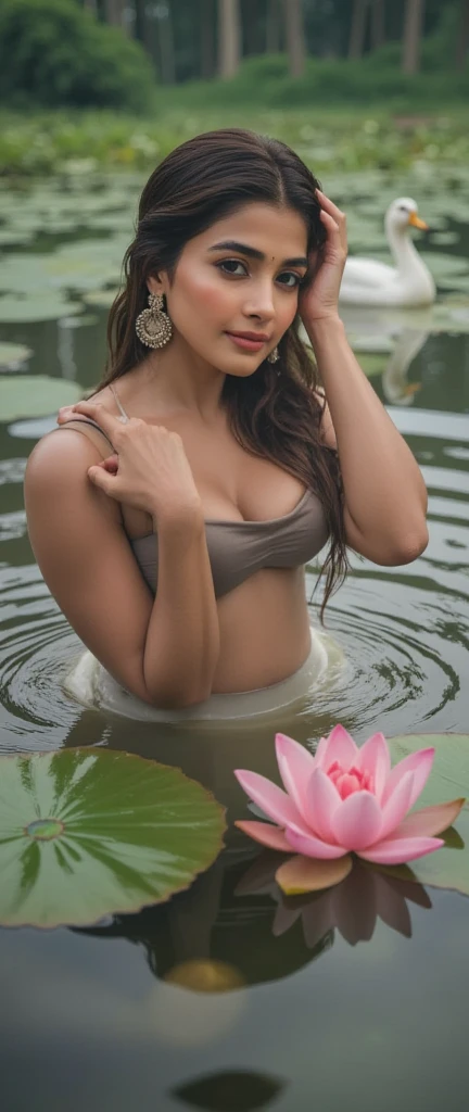 (best quality,4k,highres,masterpiece:1.2),ultra-detailed,(realistic,photorealistic,photo-realistic:1.37),
woman with hijab lying on the muddy paddy rice field, wet body soaked, huge breast, show pubic hairs wet,
portrait,detailed facial features,long dark hair,beautiful brown eyes with a sense of innocence,warm brown skin,natural blush on cheeks,plump lips with a touch of pink,colorful patterned hijab,
landscape,breathtaking view,misty morning atmosphere,sunrise over the horizon,golden sunlight casting gentle shadows on the field,lush green paddy rice plants swaying in the wind,
scenery,peaceful surroundings,sprawling muddy field,reflections of sunlight on the waterlogged soil,dark brown mud between the toes,
atmosphere,calm and serene atmosphere,feeling of tranquility,soft breeze rustling through the crops,sound of distant birds chirping,
clothing,stylish bra and mini skirt in vibrant colors contrasting with the natural surroundings,wet fabric clinging to the curves of her body,hint of sensuality and empowerment,
body language,relaxed posture,lying on her side with her head propped up on one hand,legs stretched out in front of her,communicating a sense of contentment and ,
emotion,contentment and joy radiating from her smile,inner peace reflected in her eyes,
details,droplets of water glistening on her skin,subtle sweat on her forehead,dew drops on the paddy rice leaves,beautiful lotus flower blooming nearby,
lighting,dramatic lighting,soft golden sunlight casting warm tones and shadows on the woman and the field,magical play of light and shadow,
color palette,rich and vibrant colors,natural earthy tones of the field,contrasting with the colorful hijab,
art style,realistic portrait with a touch of fantasy,blending elements of traditional and contemporary art,
atmospheric perspective,subtle mist in the distance,creating depth and adding a sense of mystery,
composition,woman positioned off-center,creating a sense of space and allowing viewers to appreciate the